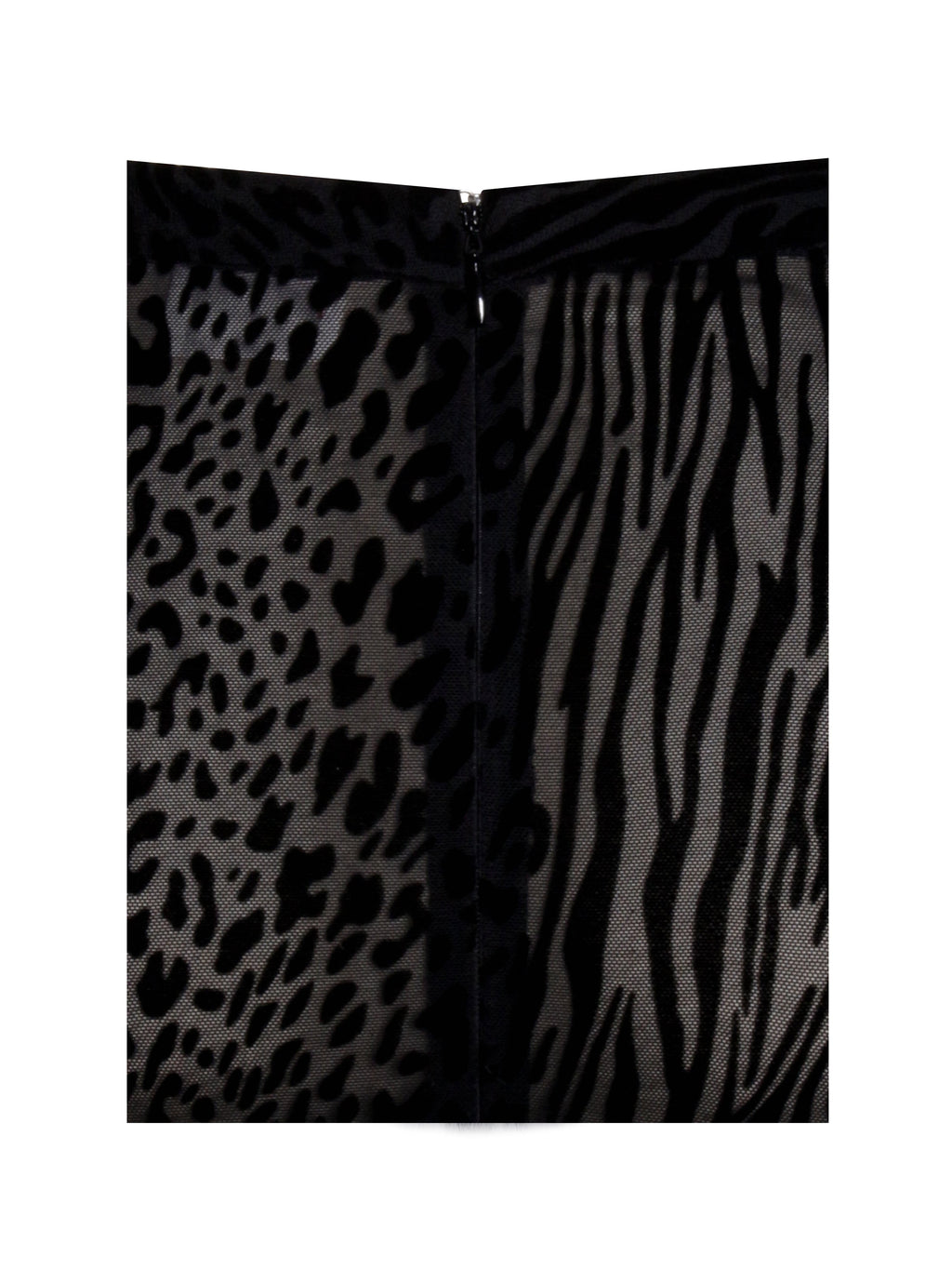 Halia Black Animal Print Burnout Velvet Fur Trim Skirt - HOUSE OF SHE