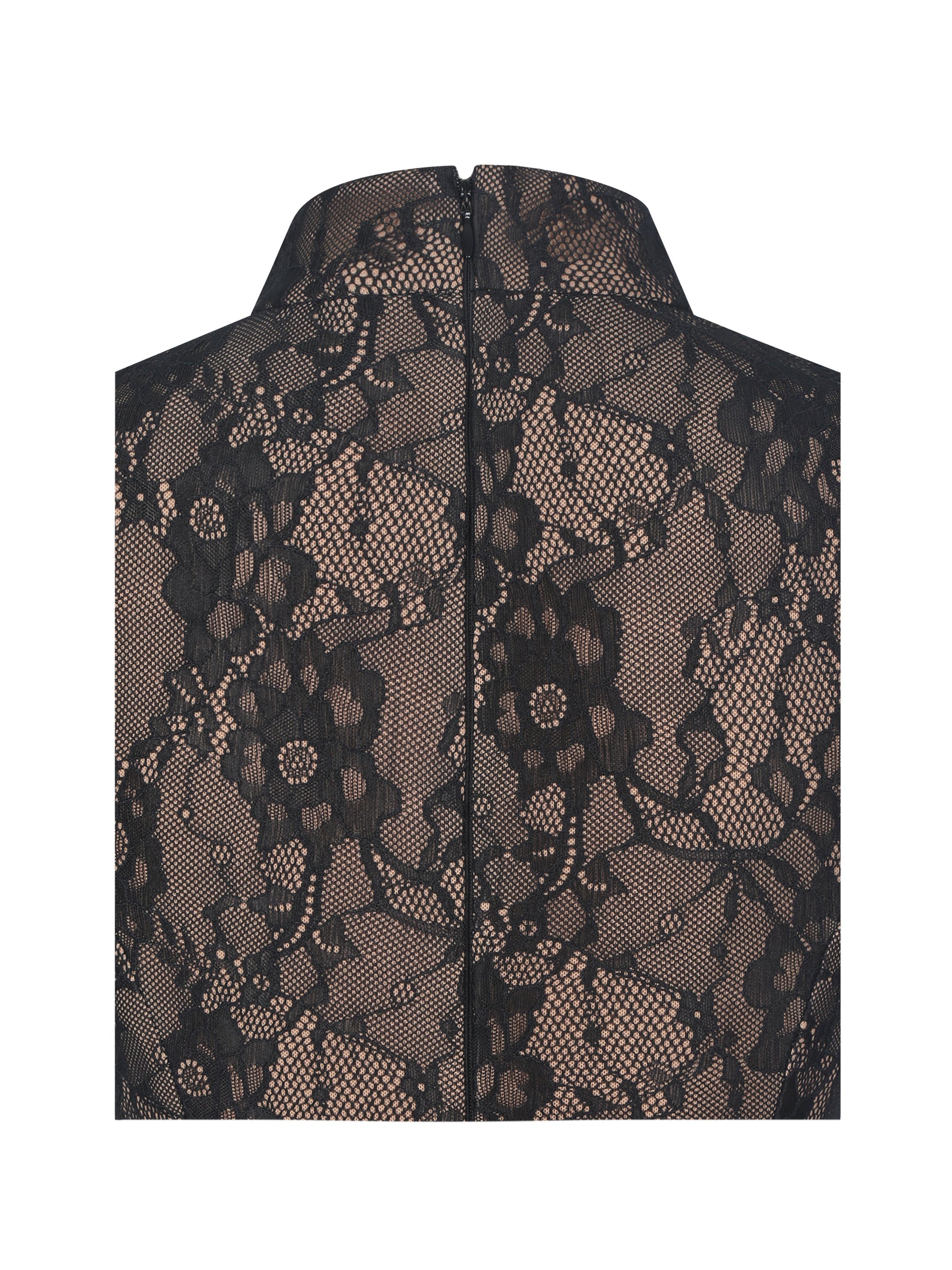 Valerie Black Lace Teardrop Neckline Ruched Mini Dress