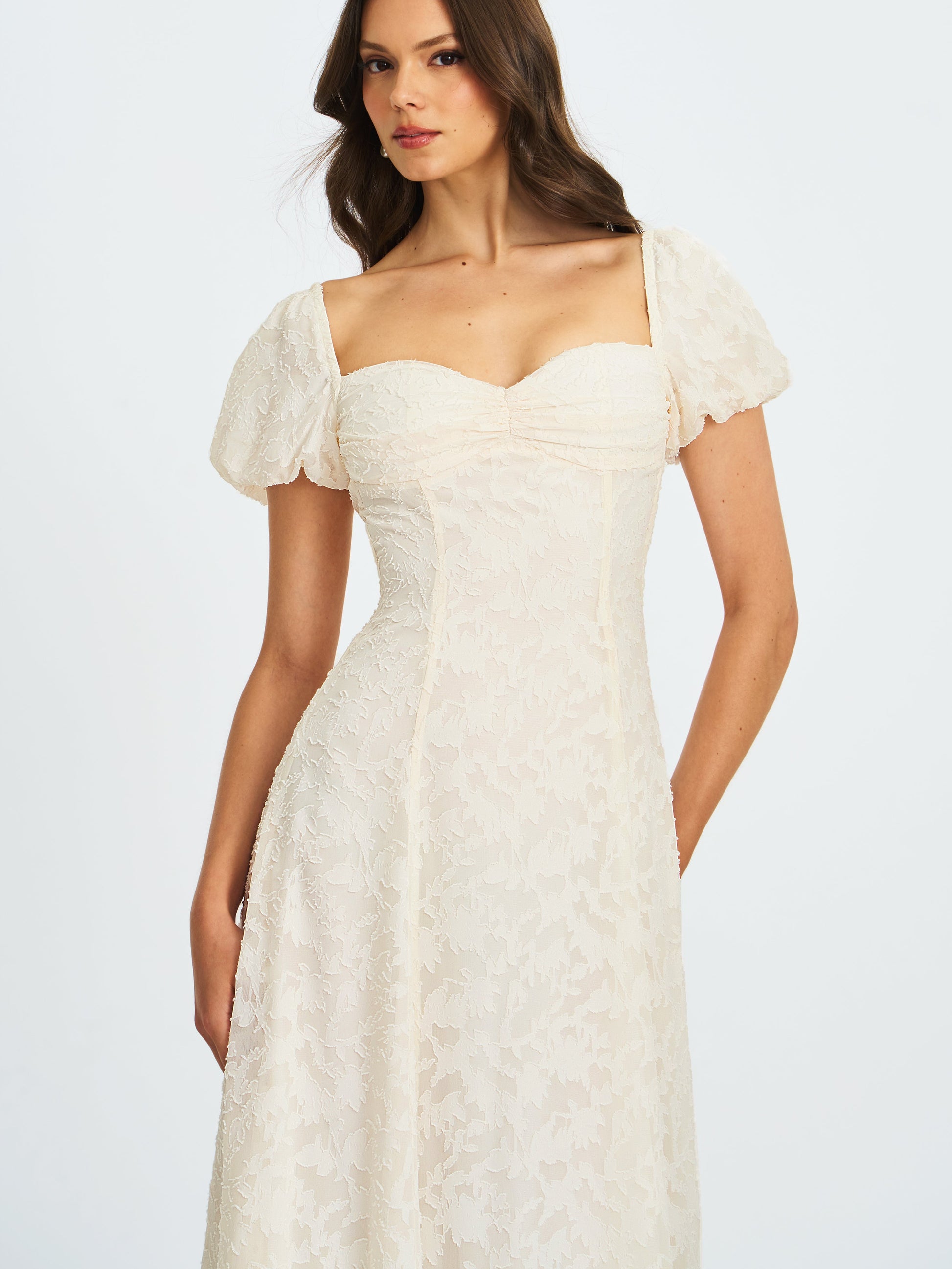Pandora White Bubble Sleeve Backless Maxi Dress - HOUSE OF SHE