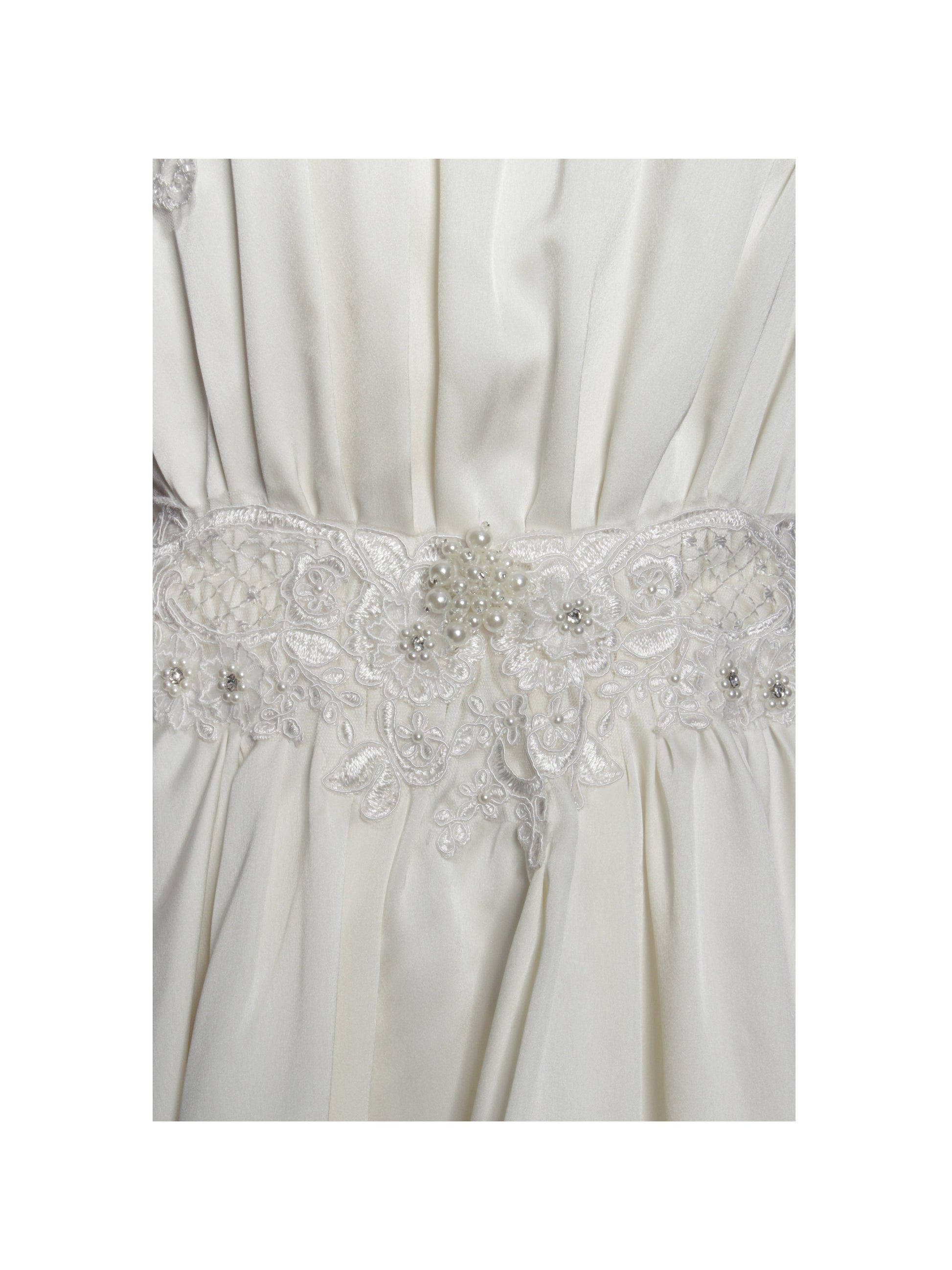 Idalia Pearl White Beaded Lace Trim Backless Halter Mini Dress - HOUSE OF SHE