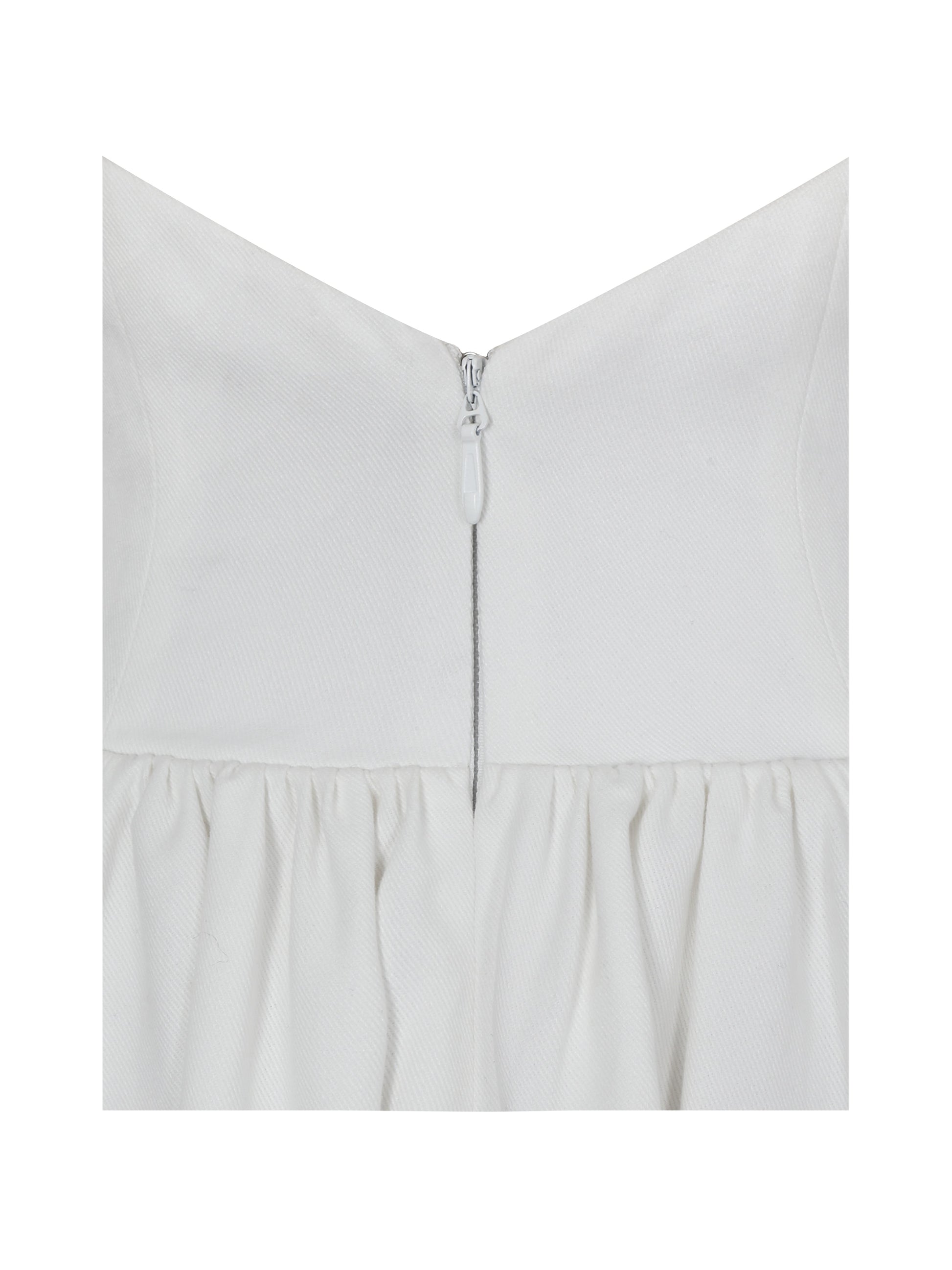 Francine White Cotton Denim Crossover Strap Mini Dress