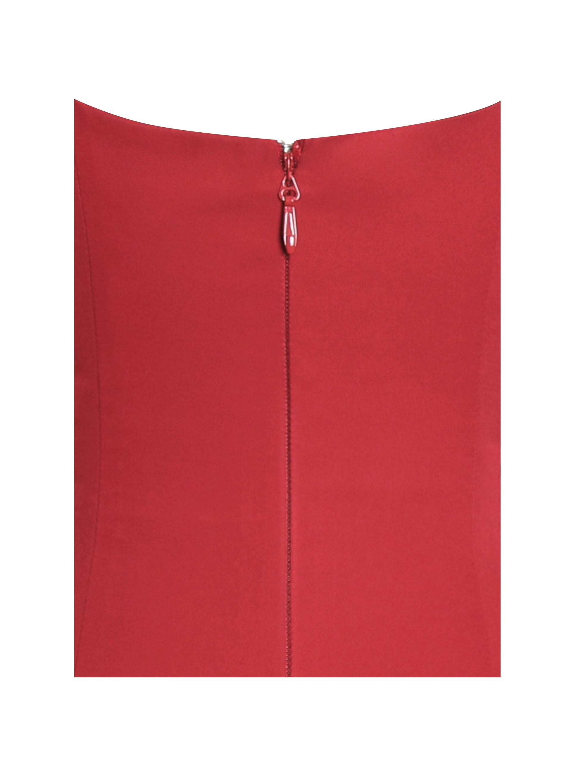 Nahla Red Drop Waist Midi Dress with Buttons - HOUSE OF SHE
