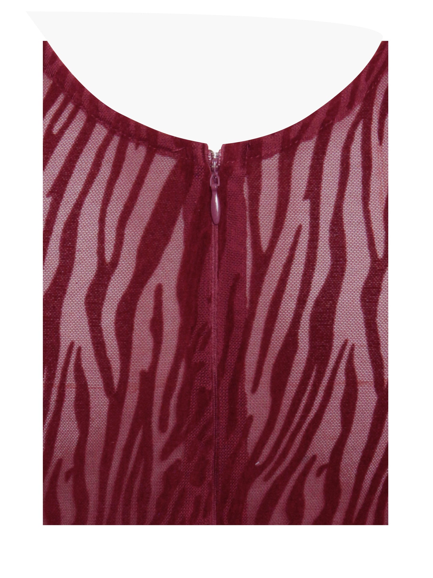 Patricia Burgundy Leopard Burnout Velvet Mesh Backless Maxi Dress