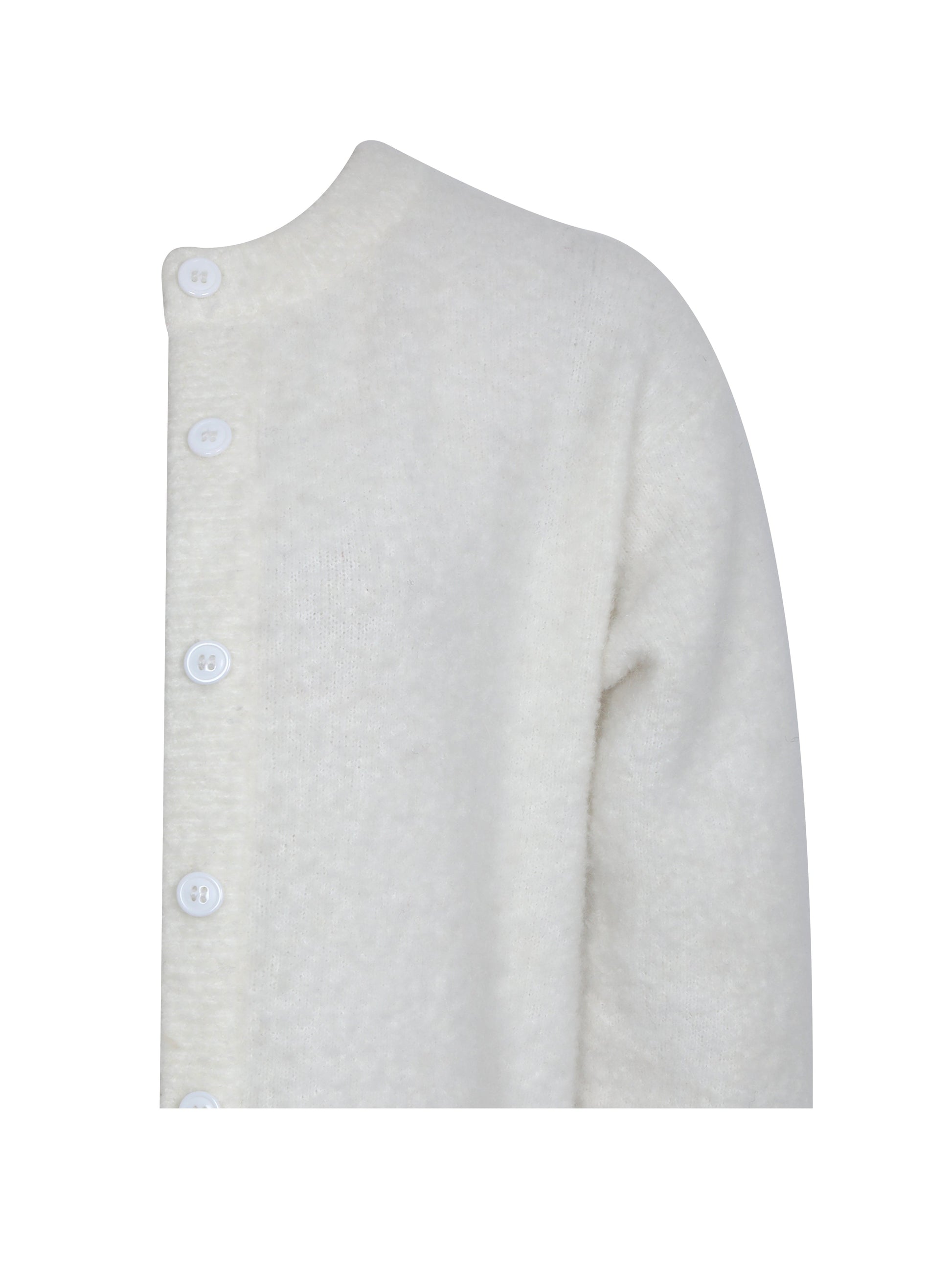Orla White Wool-Blend Ribbed Knit Cardigan