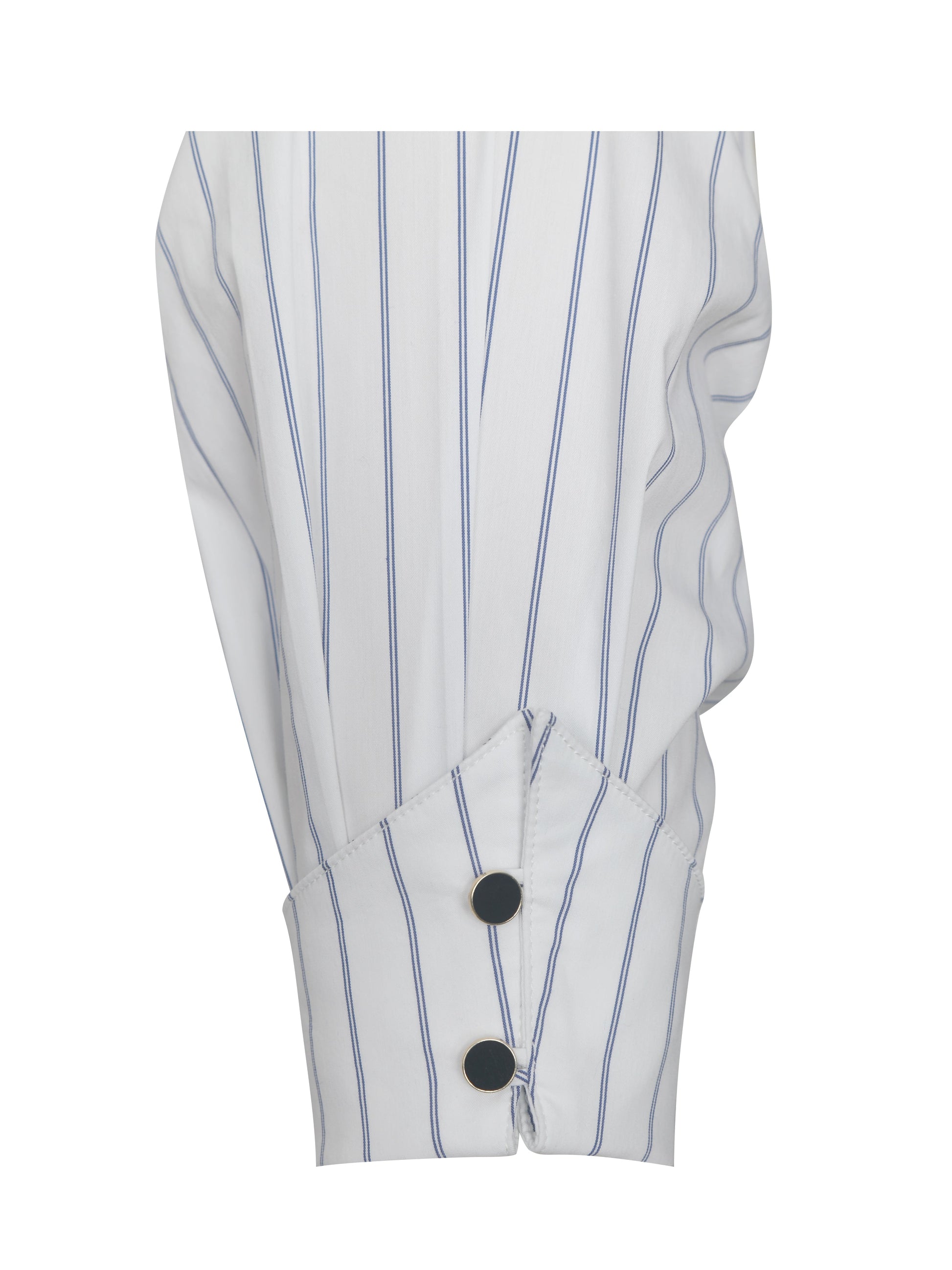 Palina Pinstripes Cotton Poplin Pleated Midi Preppy Shirt Dress - HOUSE OF SHE