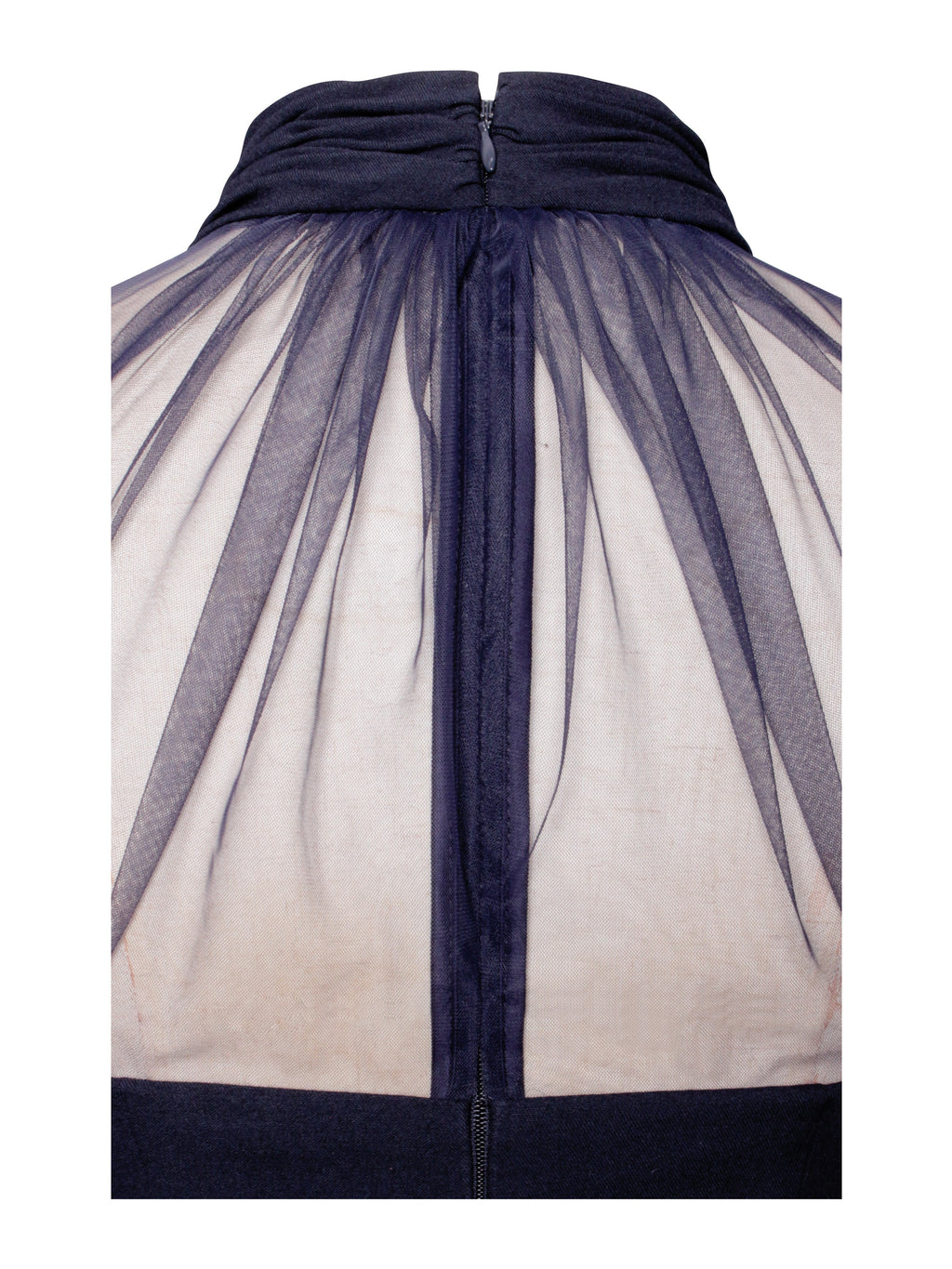 Tabitha Navy Blue Mesh Lantern Sleeve Mini Dress - HOUSE OF SHE