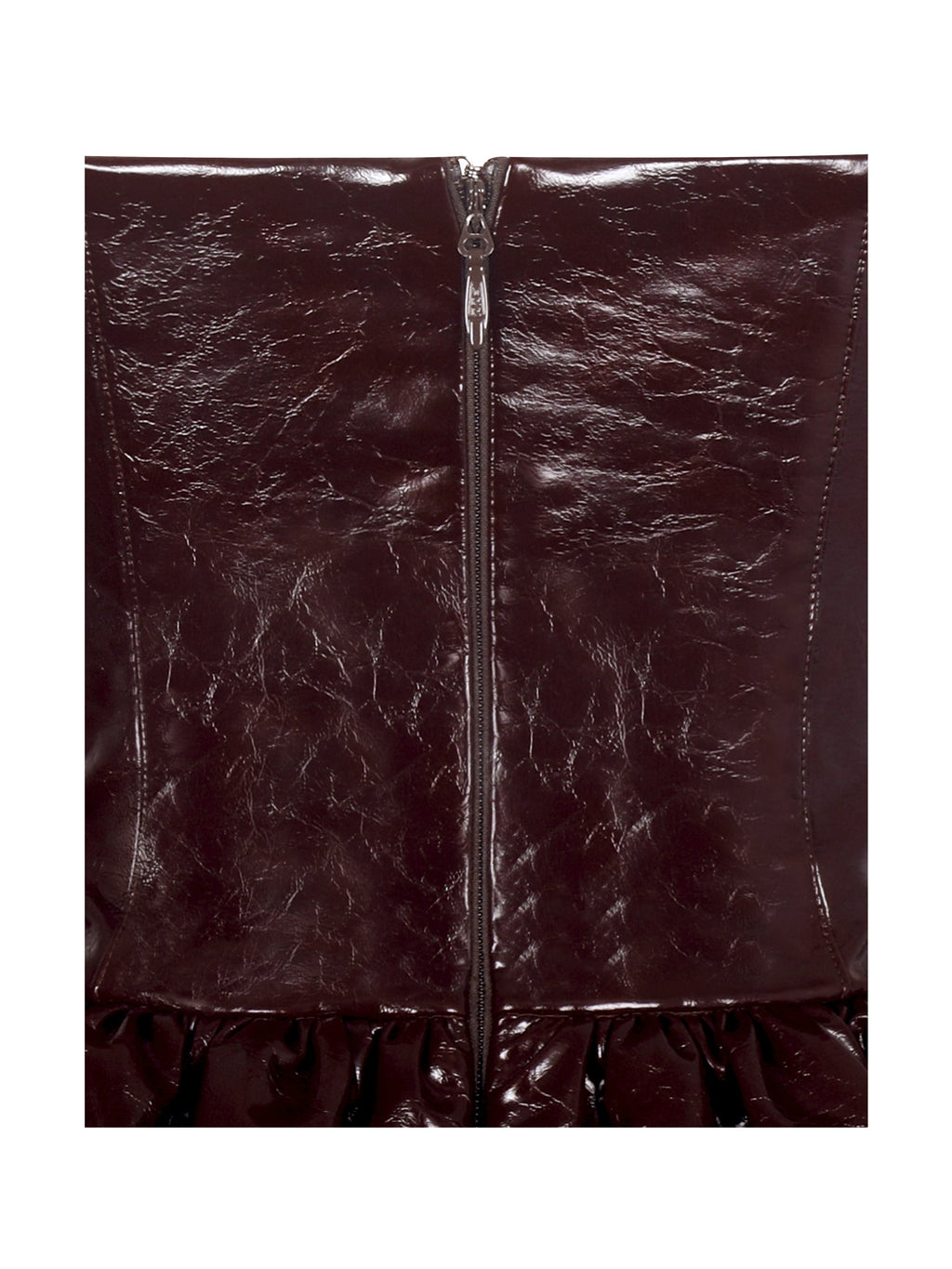 Jaslene Mahogany Ruched Peplum Plunge Halter Midi Dress