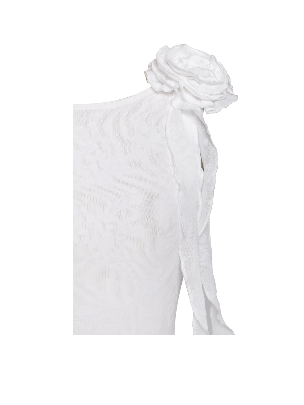 Alaina White Floral Ruffle Mesh Dress - HOUSE OF SHE