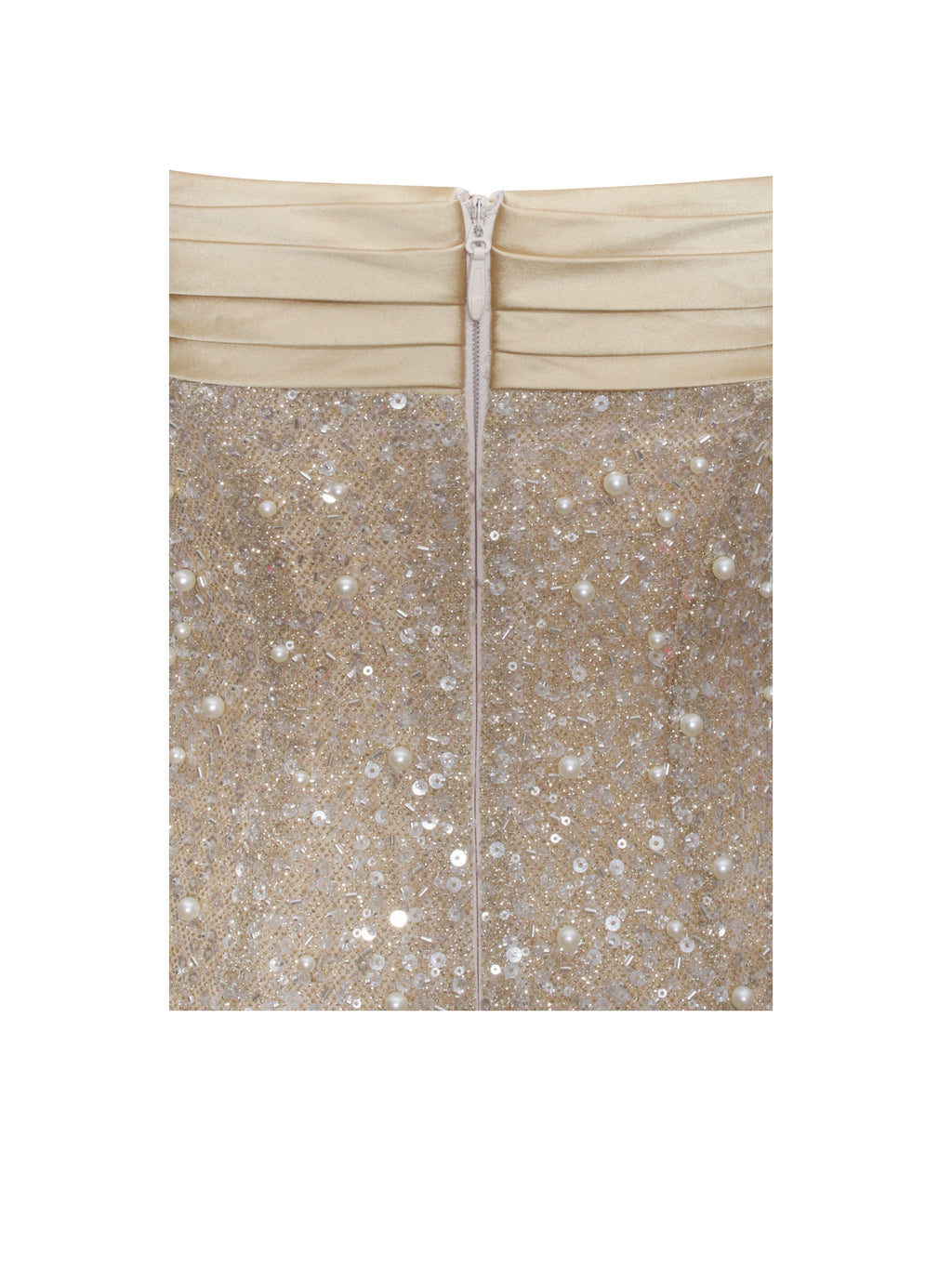 Lainey Gold Satin Sequin Pearls Beaded Maxi Dress - HOUSE OF SHE
