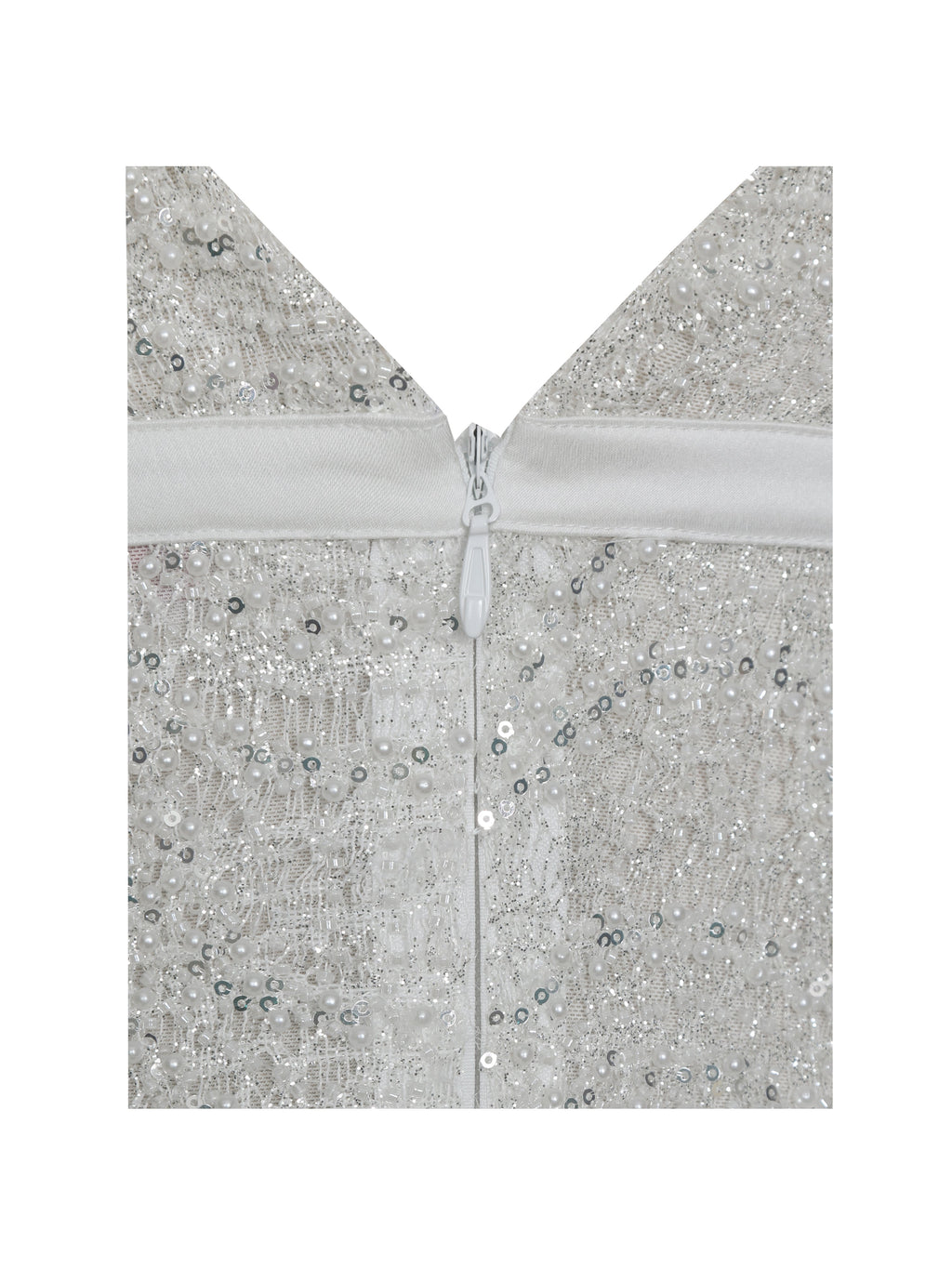 Adelaide White Beaded Sequin Net Bodycon Gown