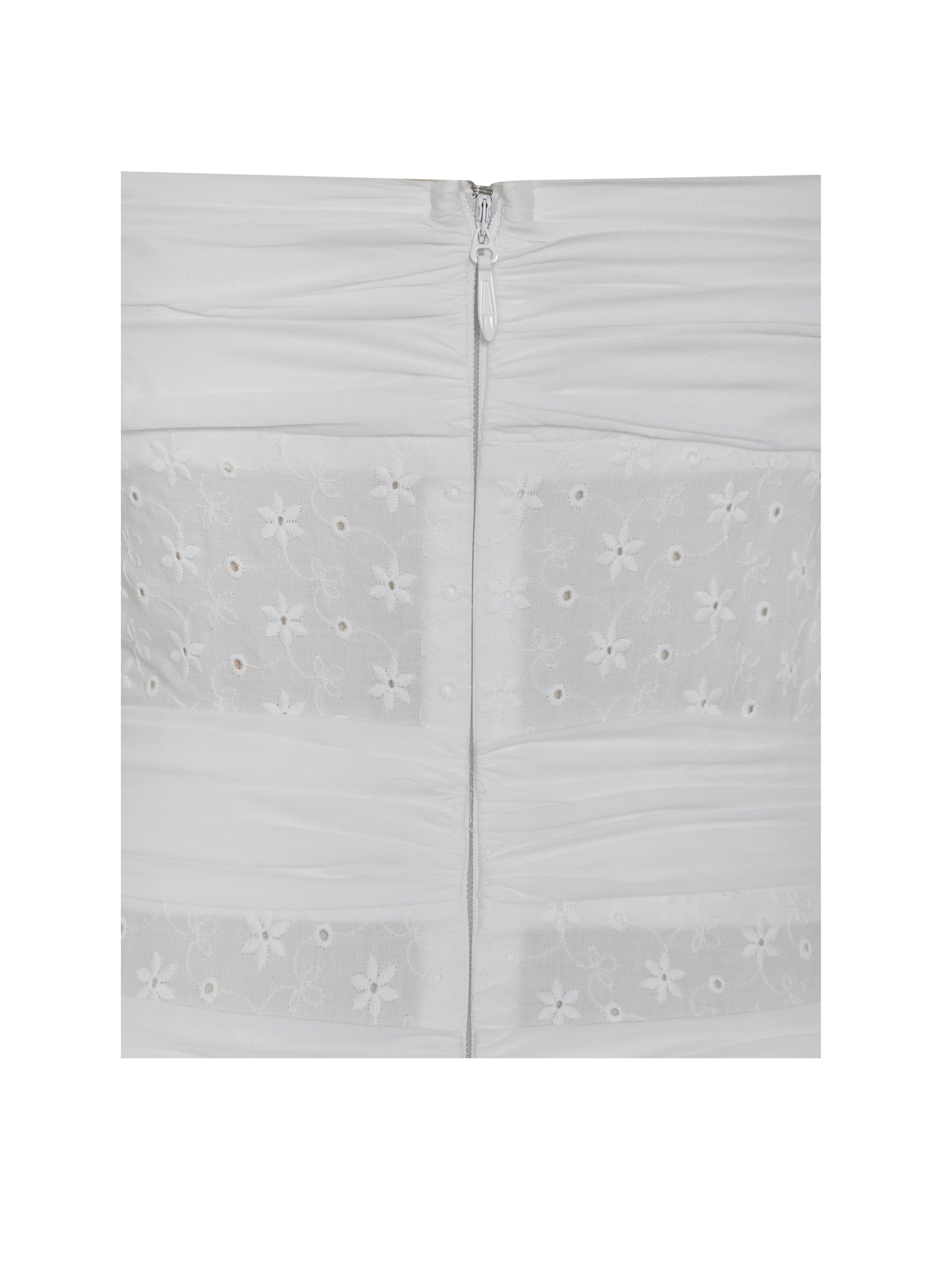 Maelis White Eyelet Drop Waist Cotton Midi Dress - HOUSE OF SHE