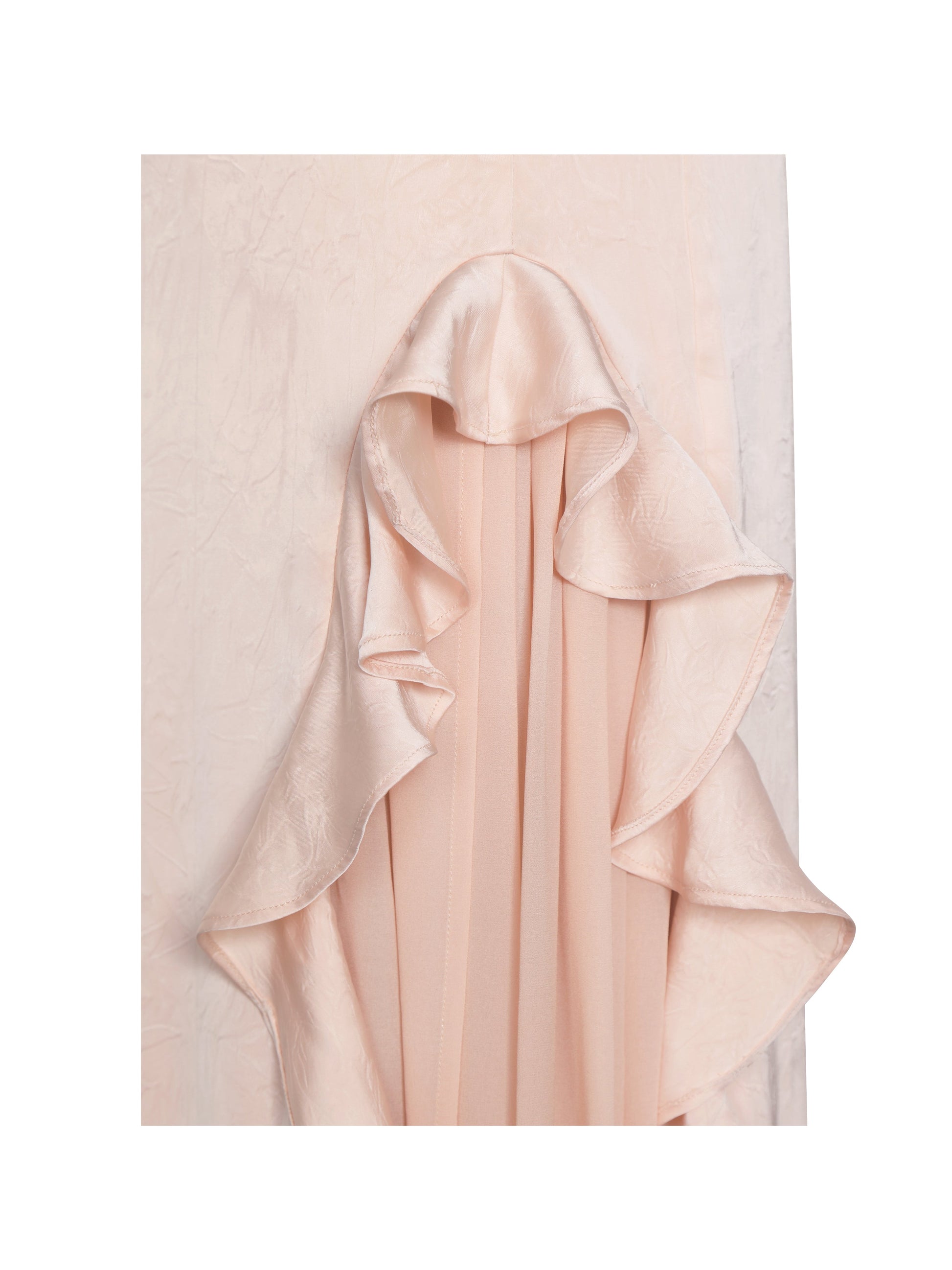Talyssa Baby Pink Ruched Waist Double High Slit Maxi Gown - HOUSE OF SHE