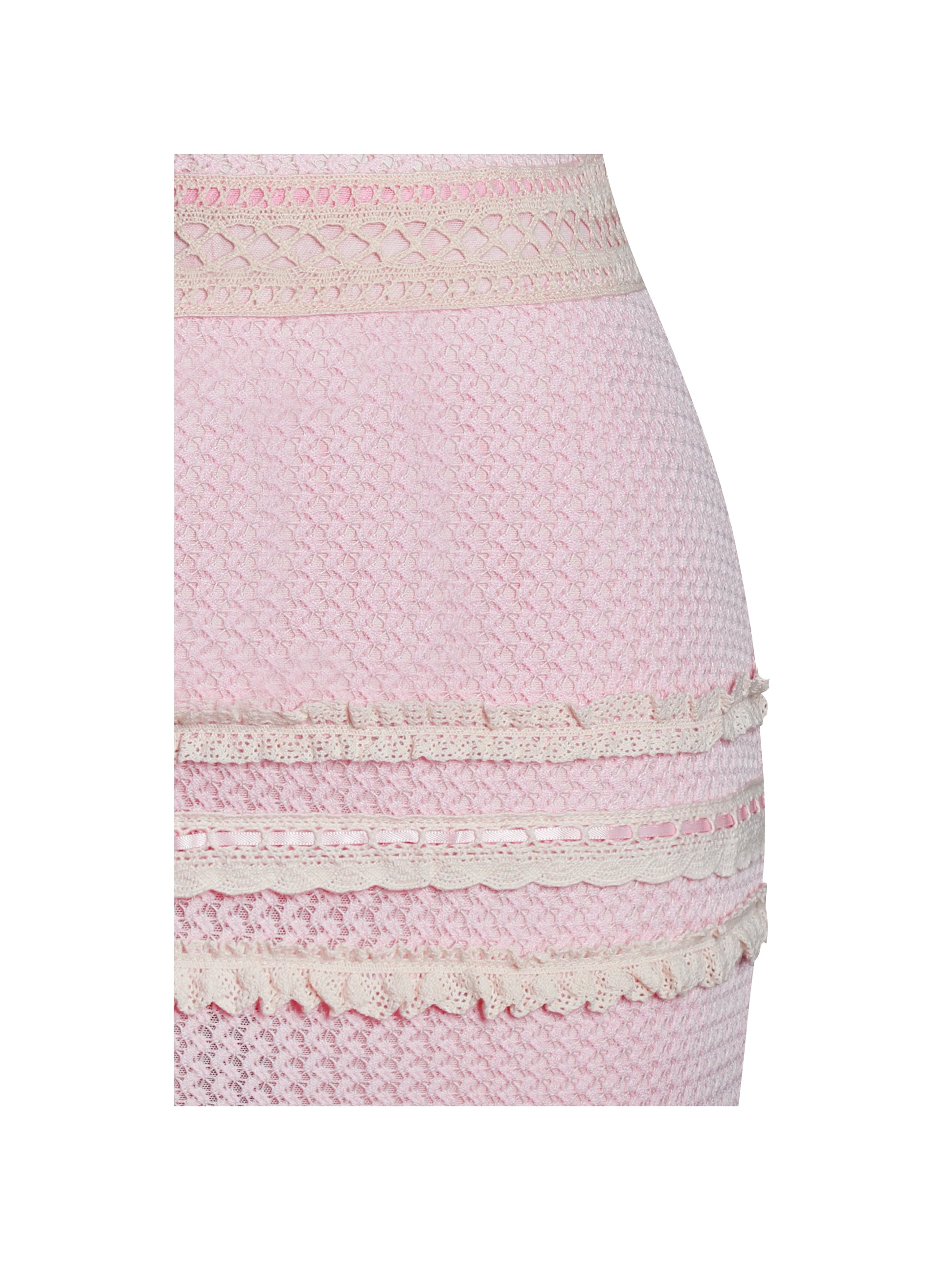 Pallas Pink Lace Trim Crochet Mermaid Maxi Dress - HOUSE OF SHE