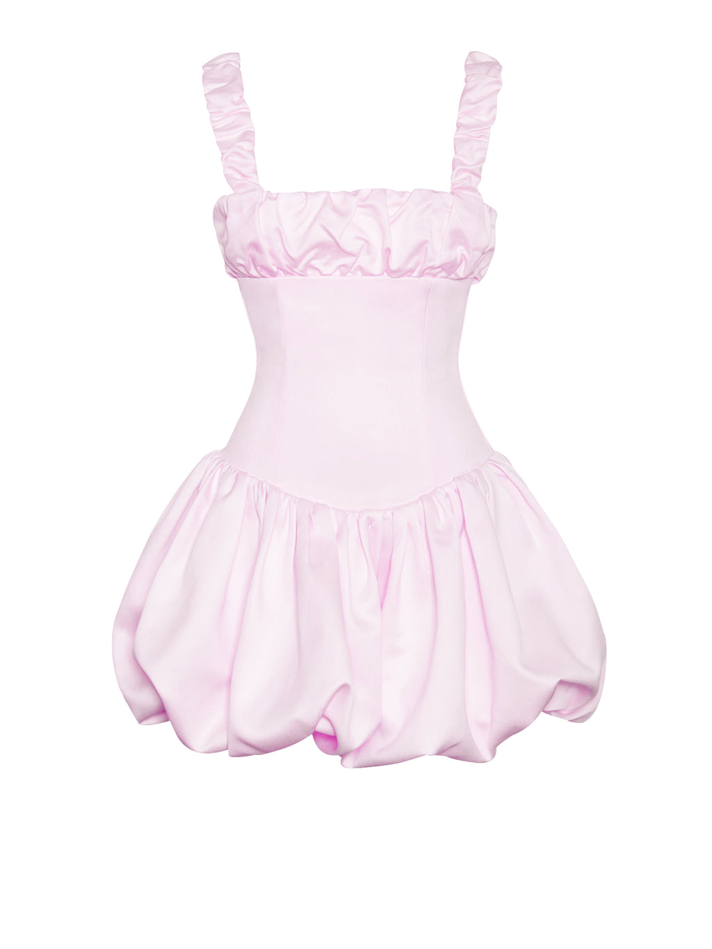 Aubrey Pink Satin Bubble Hem Mini Dress - HOUSE OF SHE