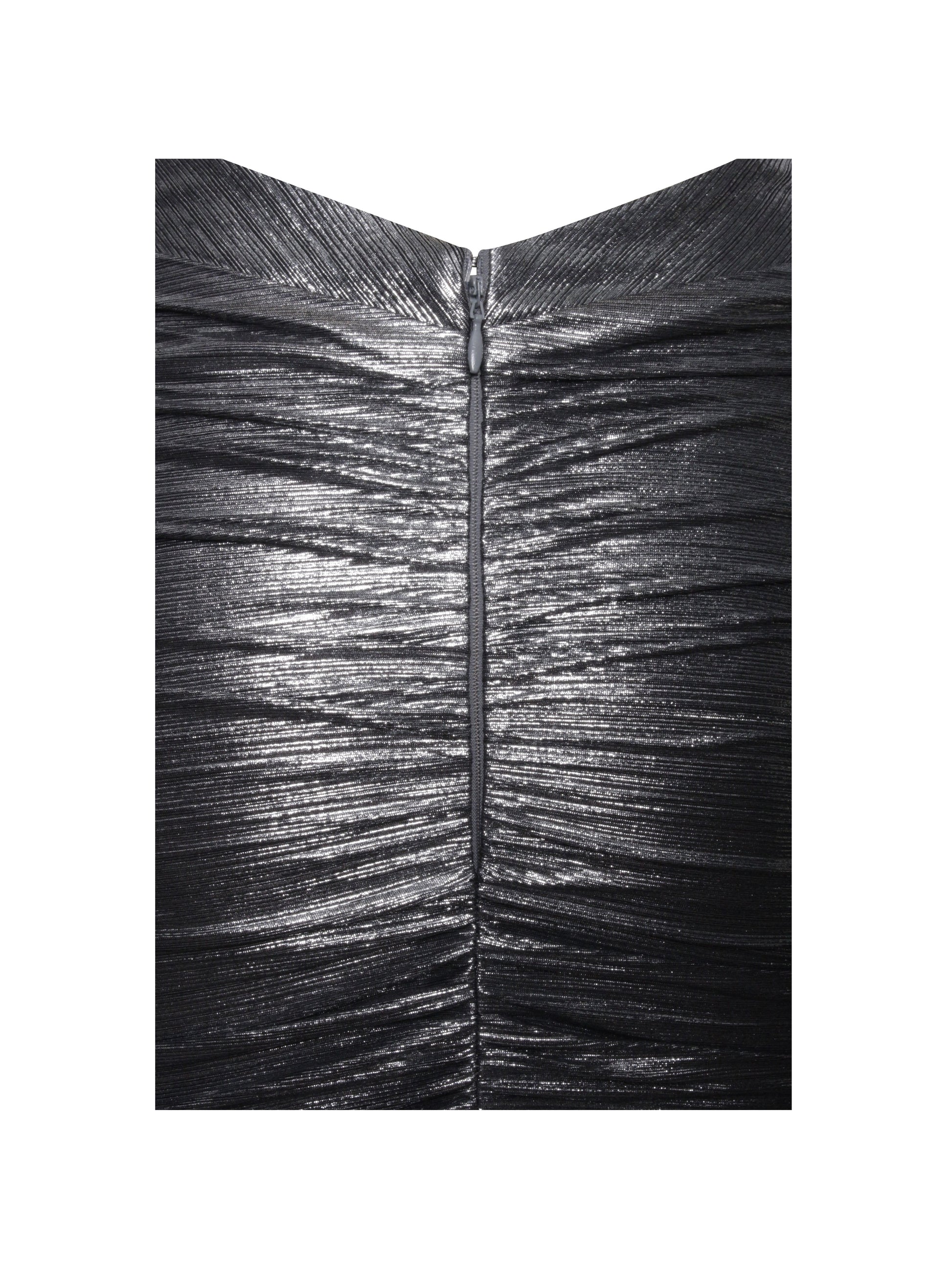 Abril Ruched Silver Glitter Backless Gown