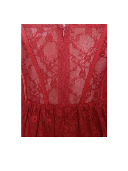 Quin Red Lace Corset Maxi Dress