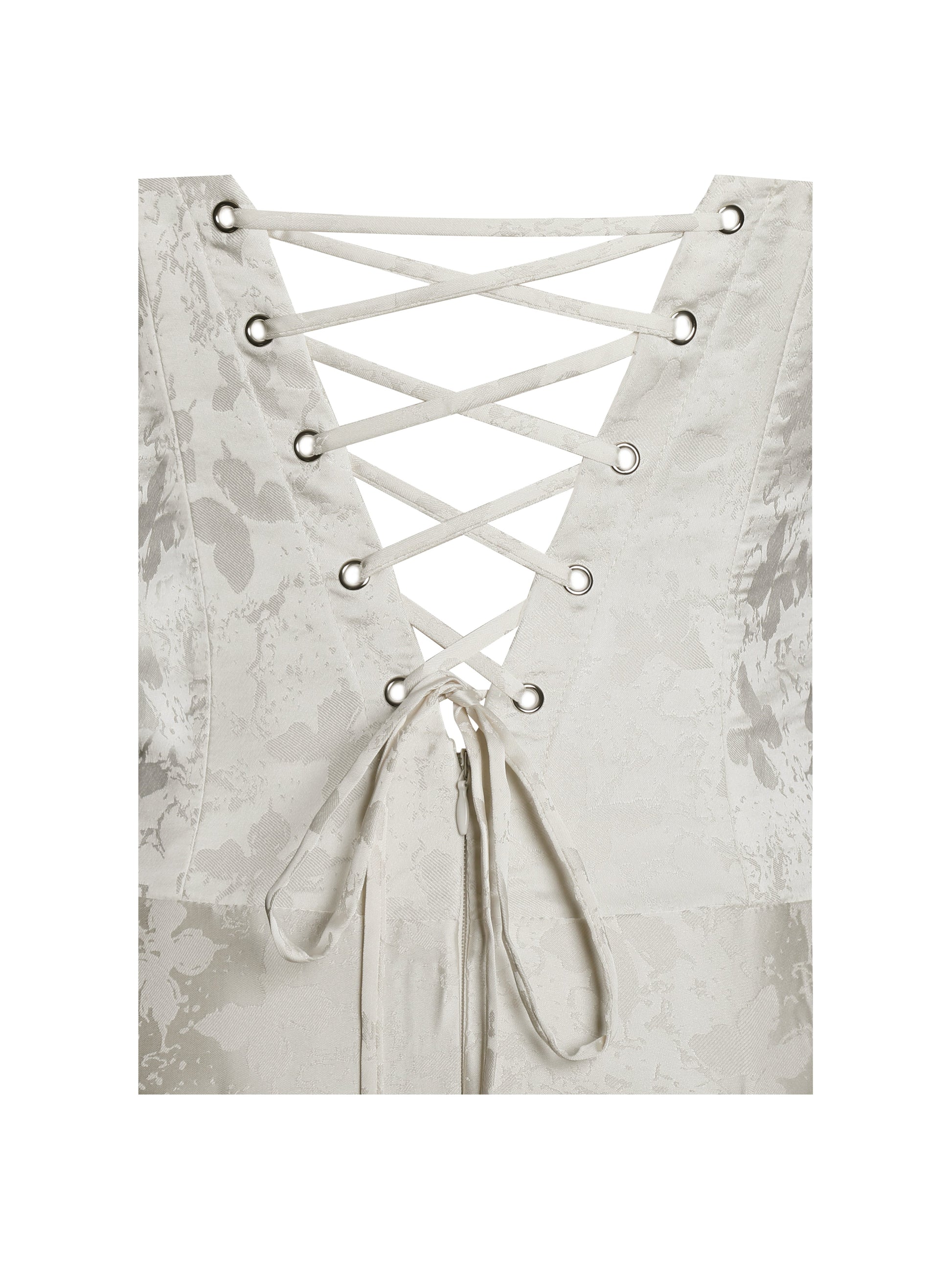 Raegan Pearl White Jacquard Rouched Maxi Dress - HOUSE OF SHE