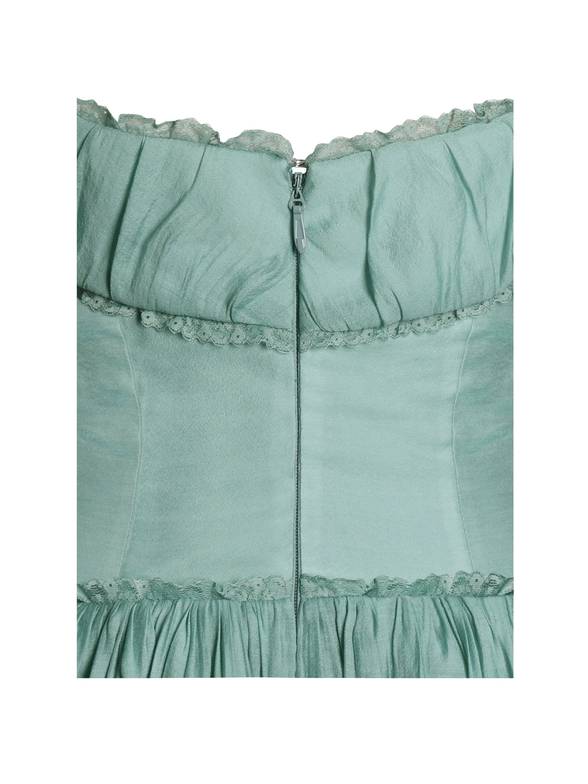 Xavy Teal Green Off Shoulder Corset Midi Dress
