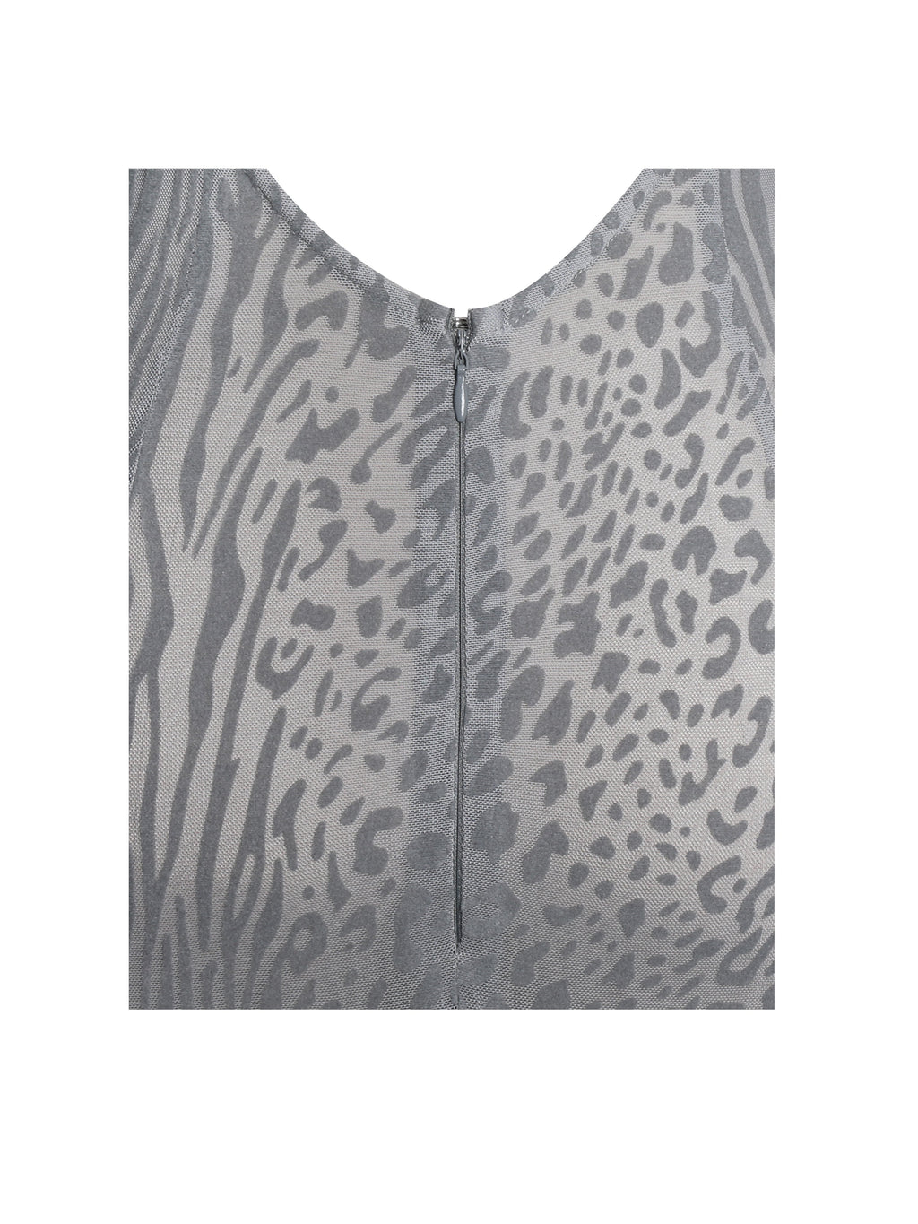 Waylynn Gray Animal Print Burnout Velvet Detail Mesh Backless Maxi Dress - HOUSE OF SHE