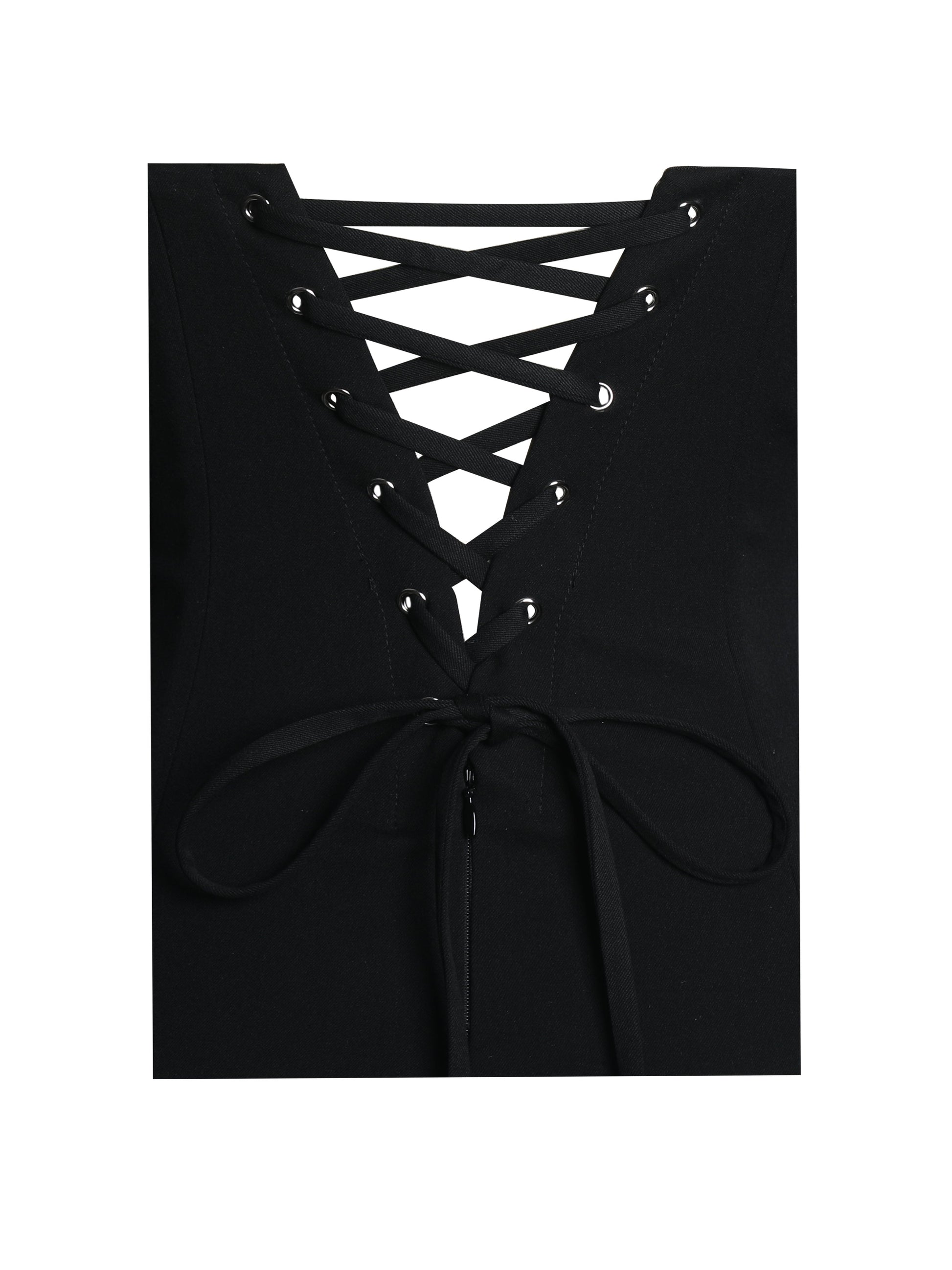 Dahliana Polka Dot Bubble Hem Corset Mini Dress