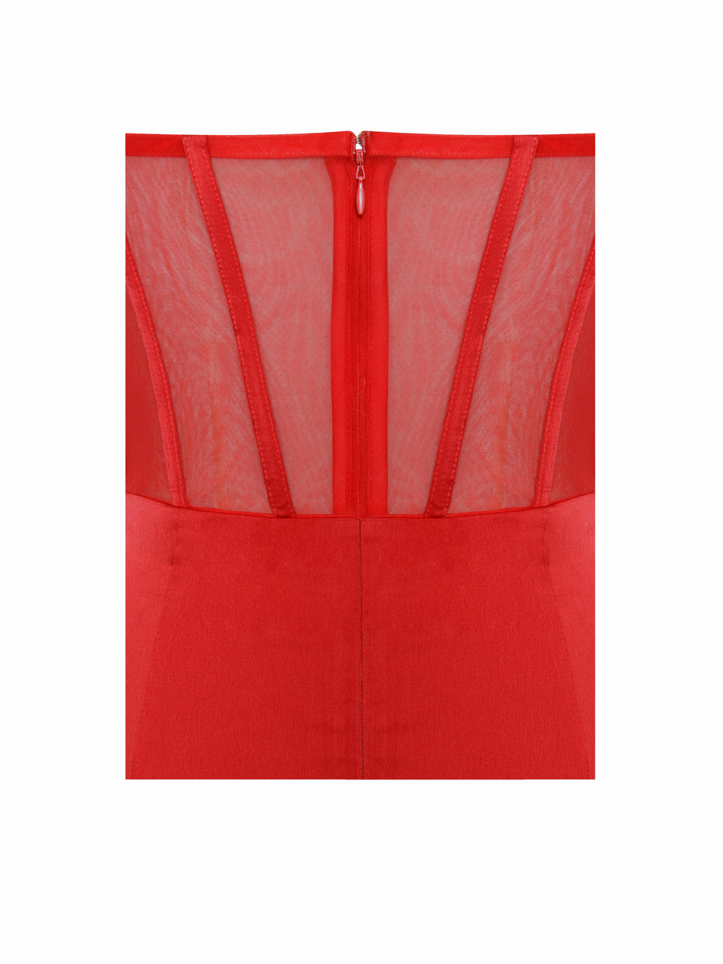 Lia Red Satin Lace Corset Maxi Dress - HOUSE OF SHE