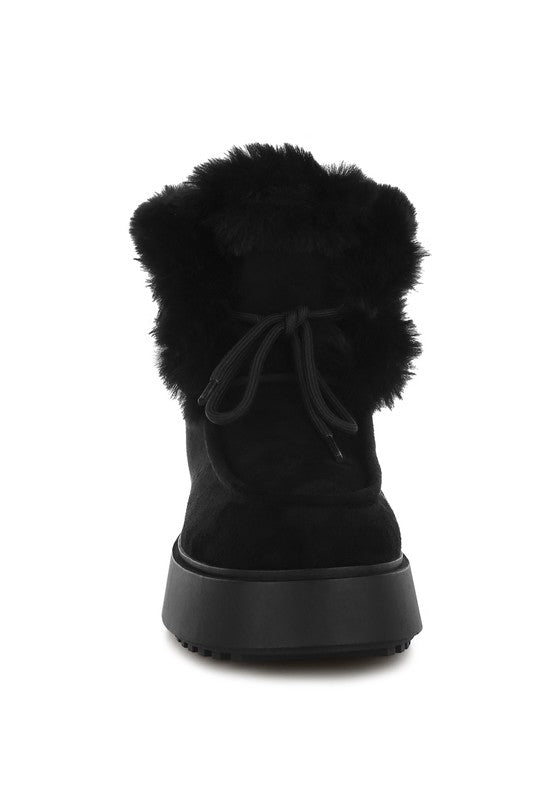 Bunting Faux Fur Collar Flatform Boots  HOUSE OF SHE