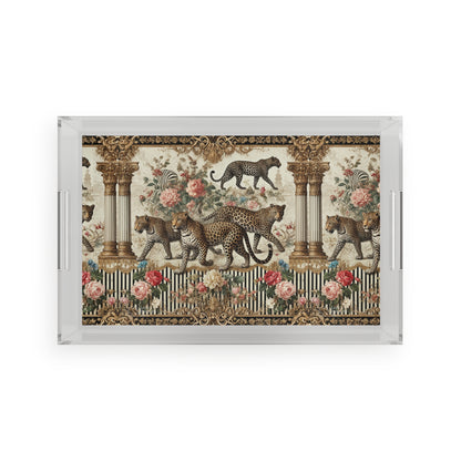 Elegant Leopard Acrylic Serving Tray - Chic Decorative Tray for Entertaining & Home Decor