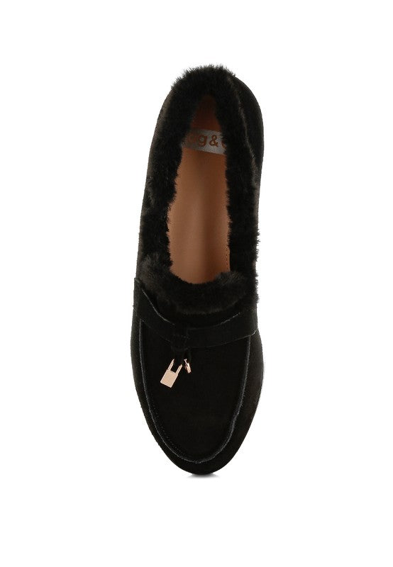 Ohrid Suede & Faux Fur Flat Loafers  HOUSE OF SHE