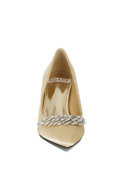 Rhodolia Diamante Brooch Detail Satin Pumps  HOUSE OF SHE