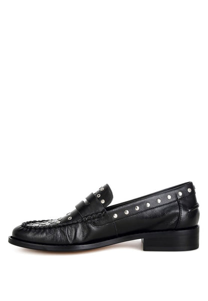 Oglavia Studs Embellished Leather Loafers