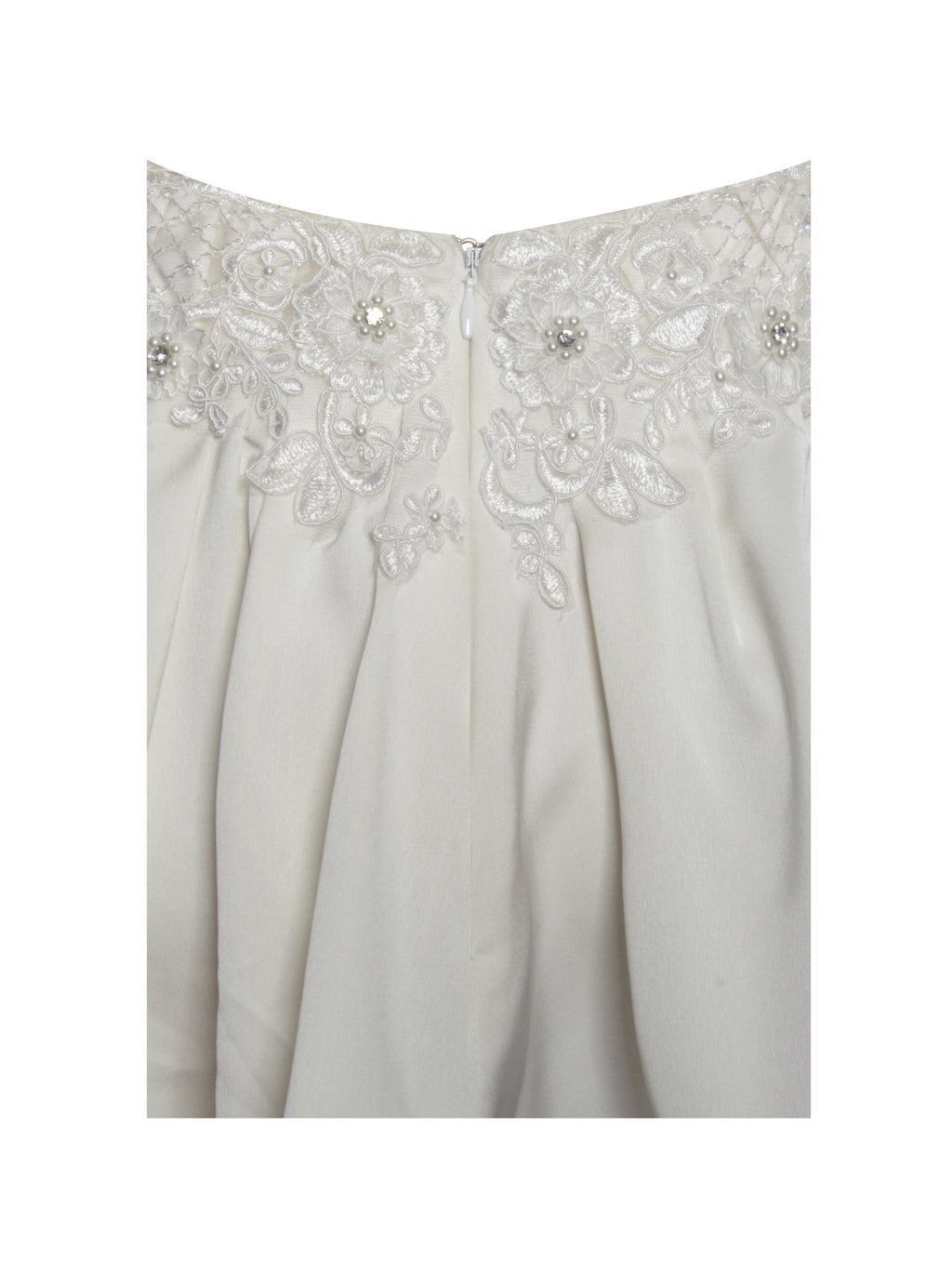 Idalia Pearl White Beaded Lace Trim Backless Halter Mini Dress - HOUSE OF SHE