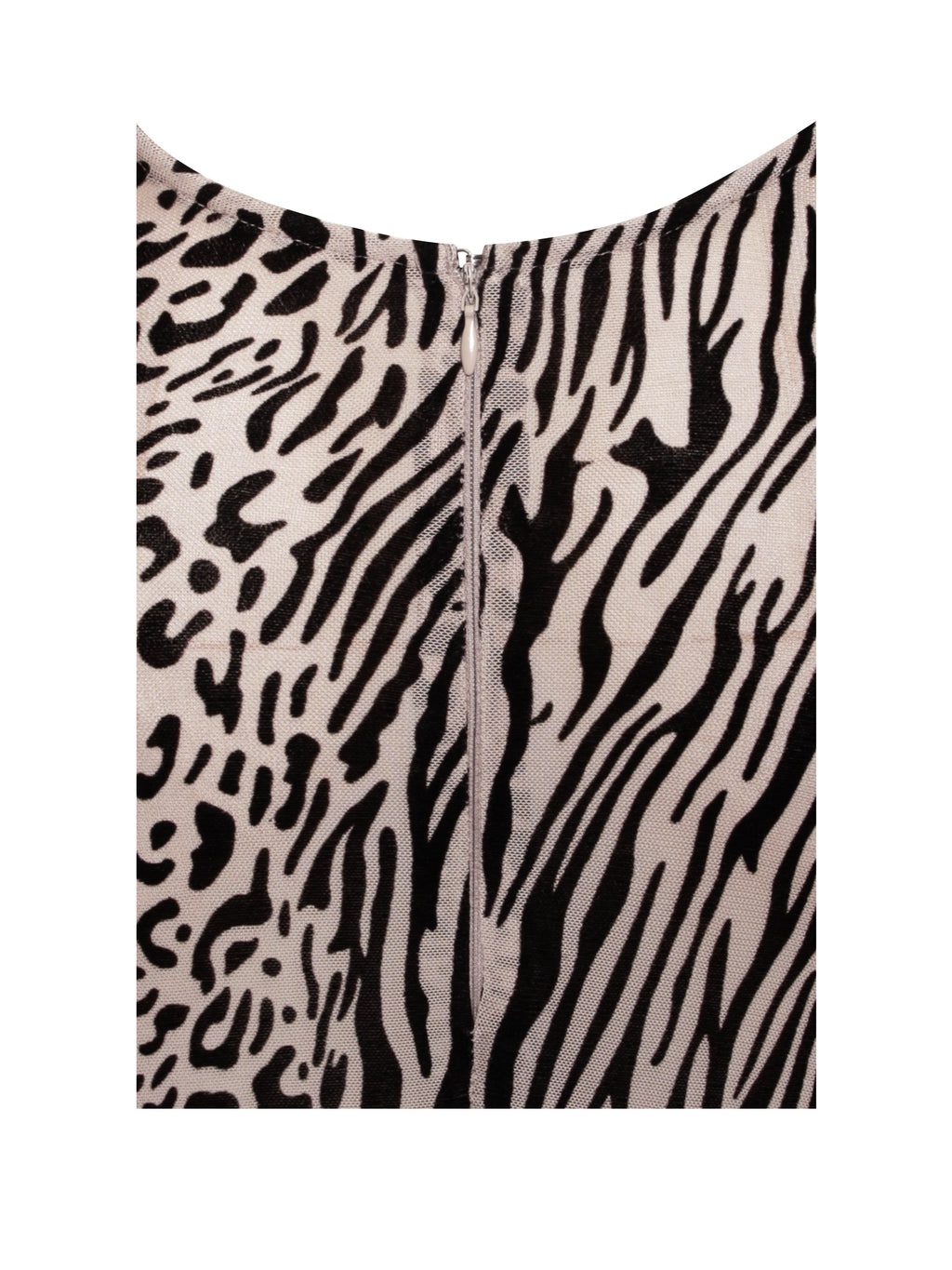 Waylynn Nude Black Animal Print Burnout Velvet Detail Mesh Backless Maxi Dress - HOUSE OF SHE