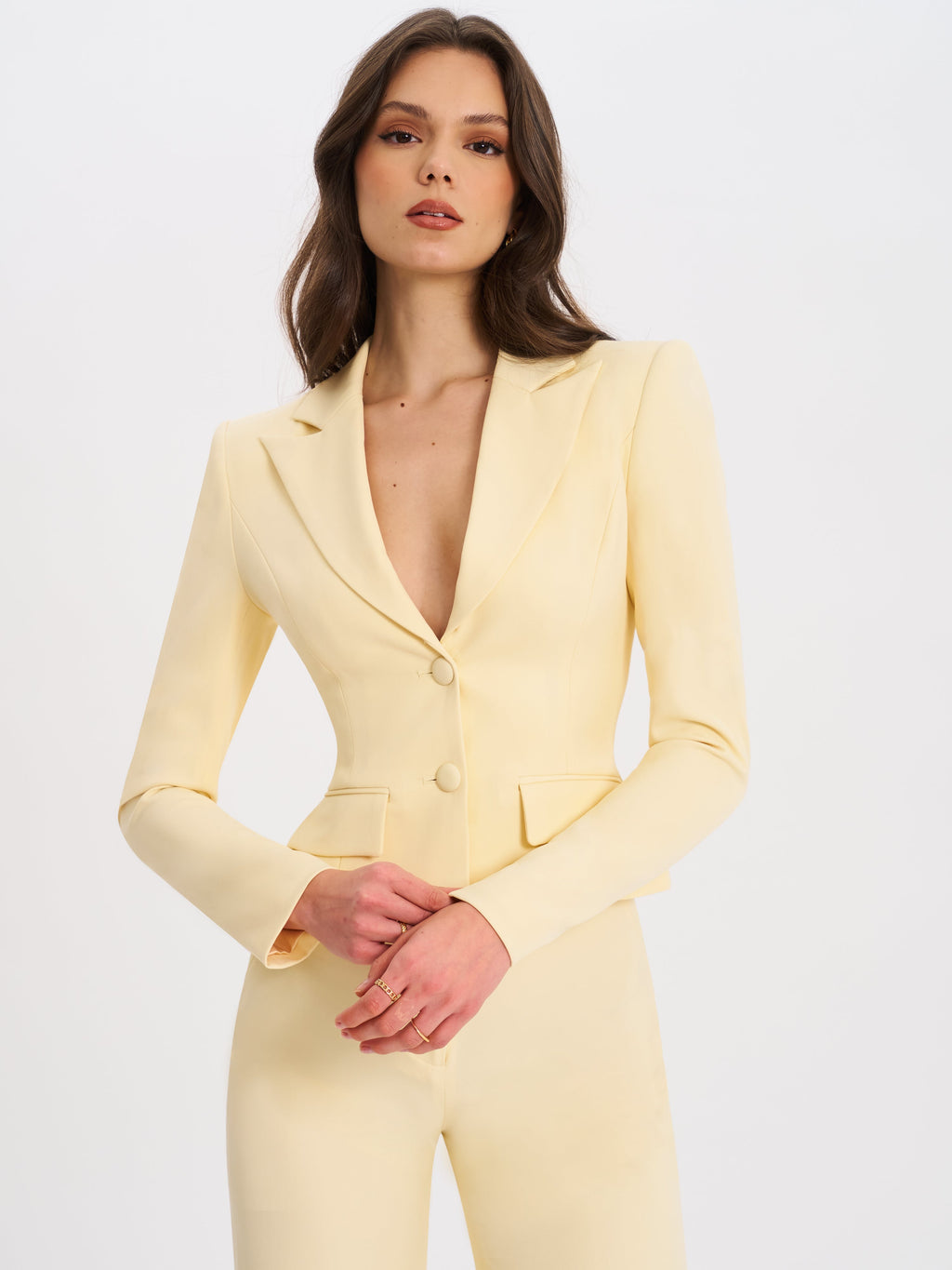 Quinne Butter Yellow Slim-fit Blazer - HOUSE OF SHE