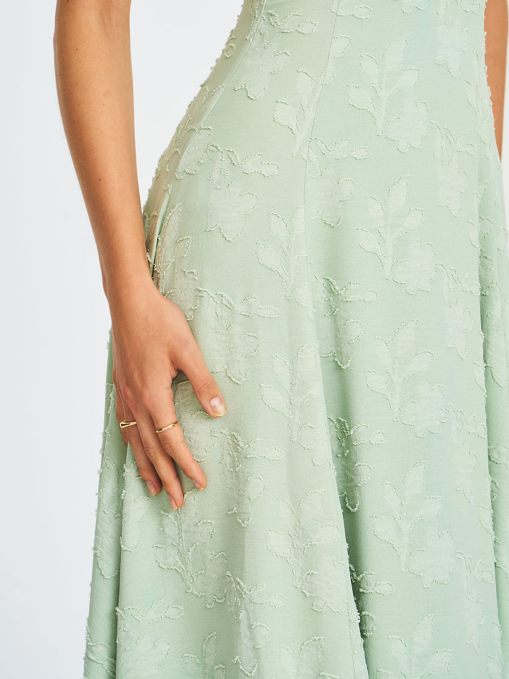 Magda Mint Green Deep V Neck Halter A-line Midi Dress - HOUSE OF SHE