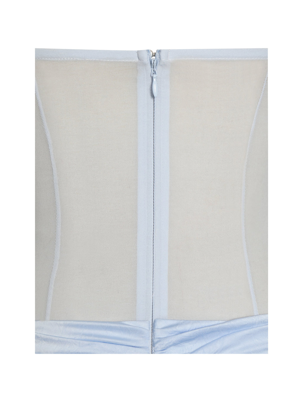 Lacy Blue Ruched Breast High Slit Chiffon Dress - HOUSE OF SHE