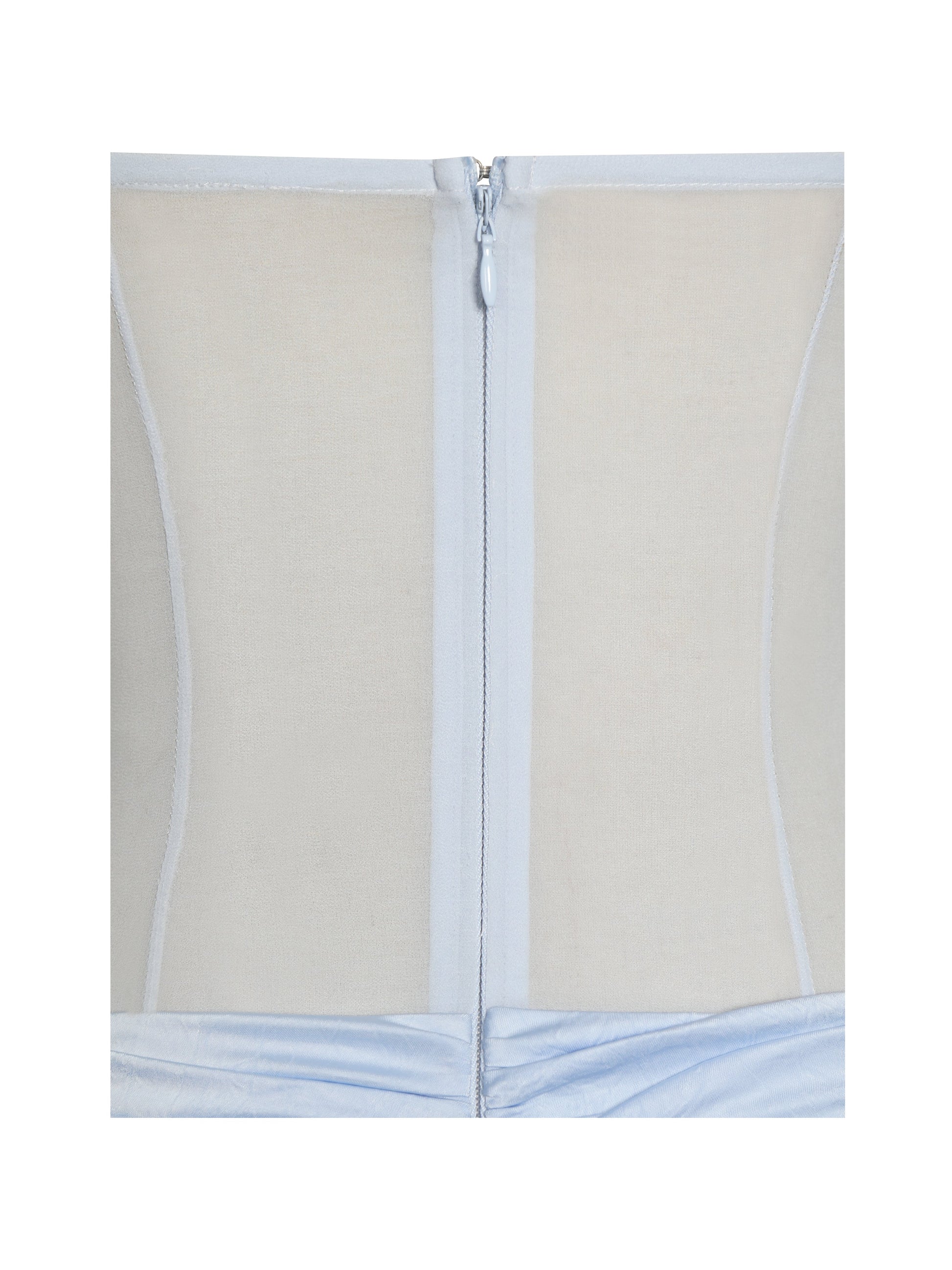 Lacy Blue Ruched Breast High Slit Chiffon Dress - HOUSE OF SHE
