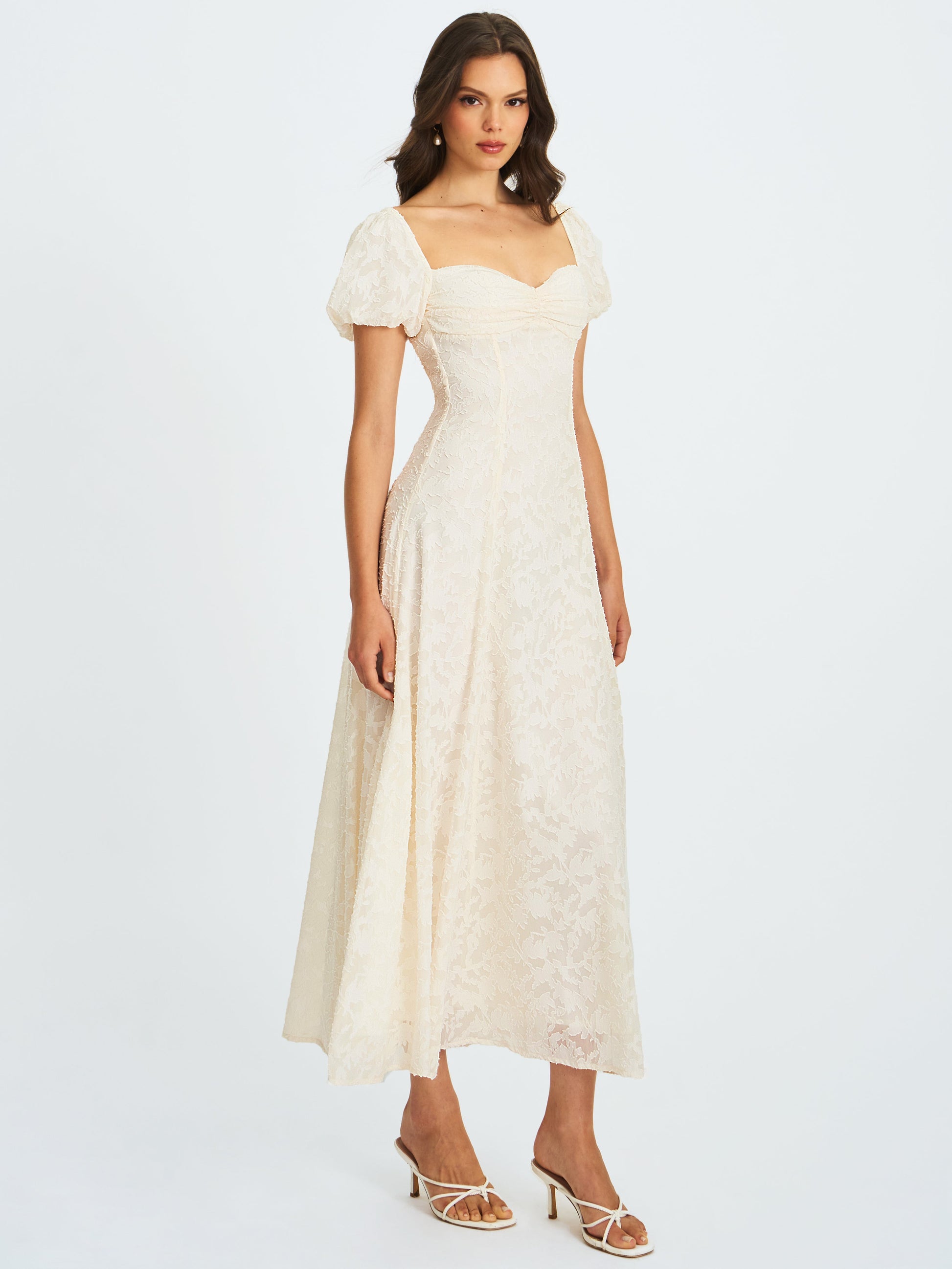 Pandora White Bubble Sleeve Backless Maxi Dress - HOUSE OF SHE
