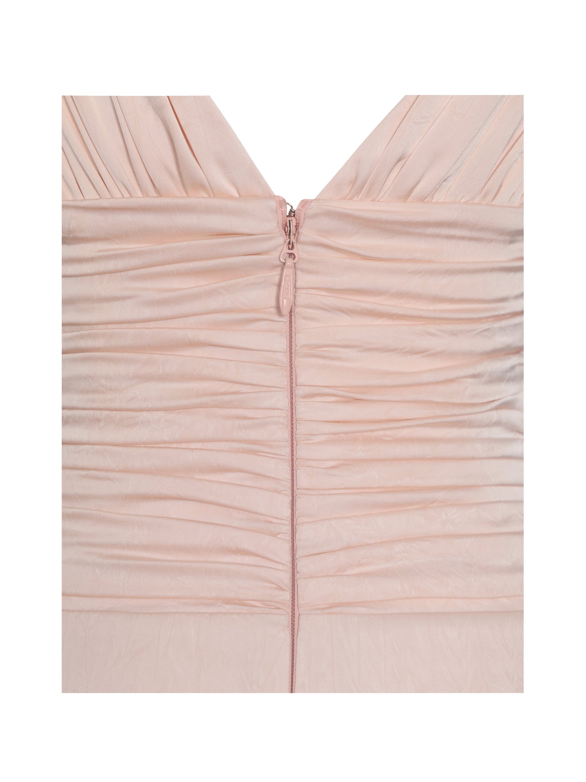 Talyssa Baby Pink Ruched Waist Double High Slit Maxi Gown - HOUSE OF SHE