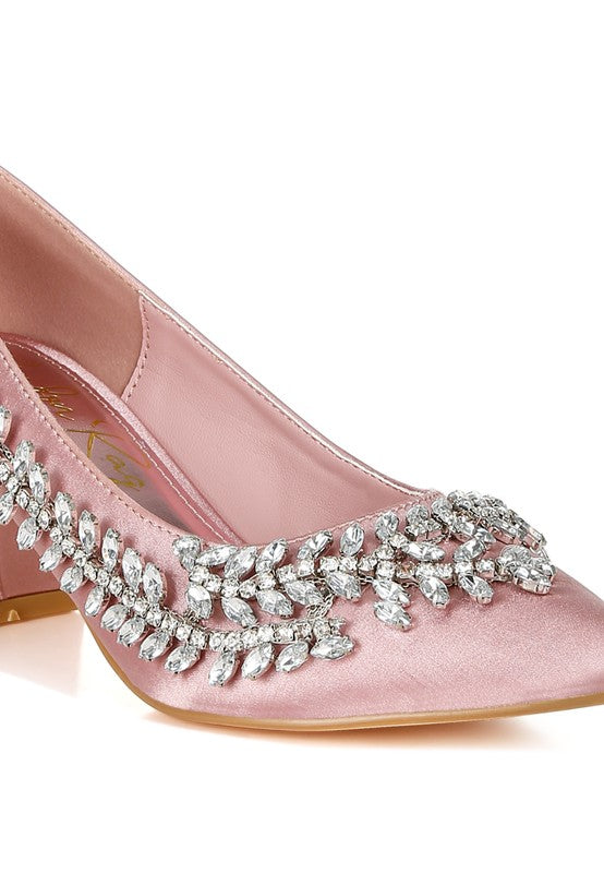 Abatina Satin Diamante Embellished Pumps  HOUSE OF SHE