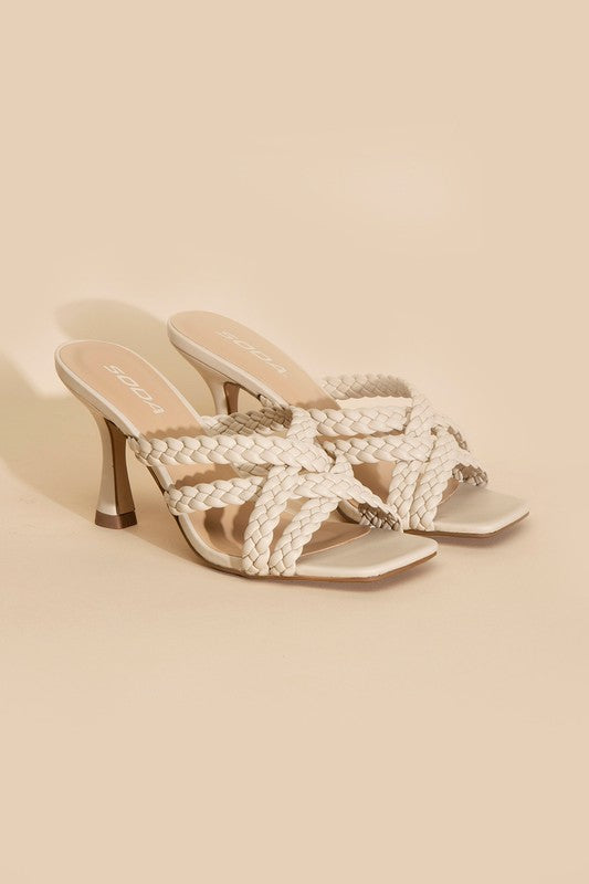 KELLAN-S Double Cross Braided Heels  HOUSE OF SHE