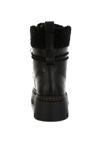 Omul Fleece & Faux Leather Boots  HOUSE OF SHE