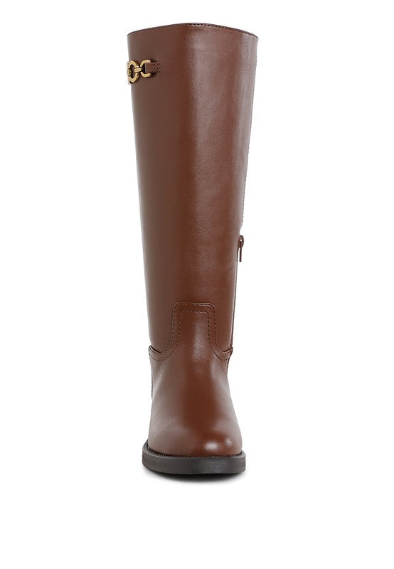 Kiang Metal Chain Link Detail Calf Boots  HOUSE OF SHE