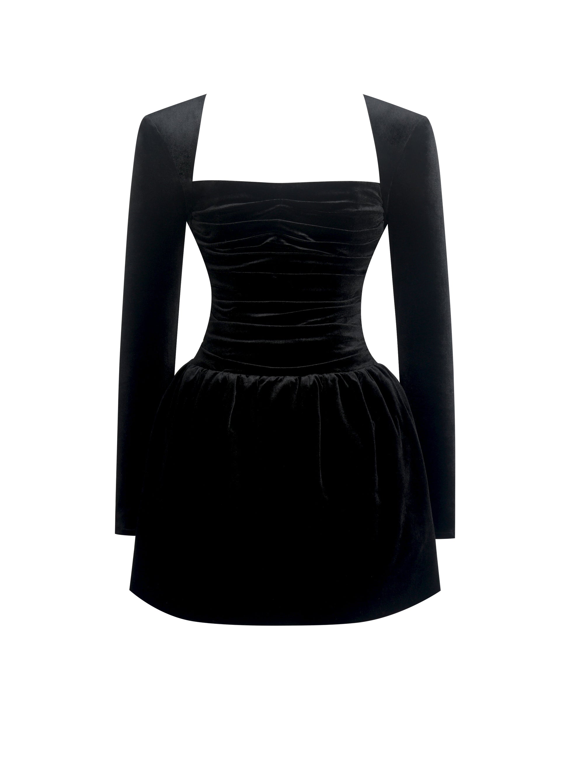 Catrina Black Velvet Square Neck Bow-Tie Mini Dress