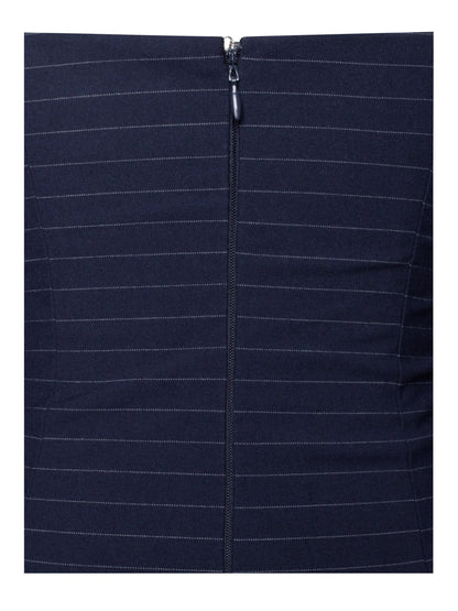 Melody Navy Blue Pinstripe Halter Drop Waist Mini Dress