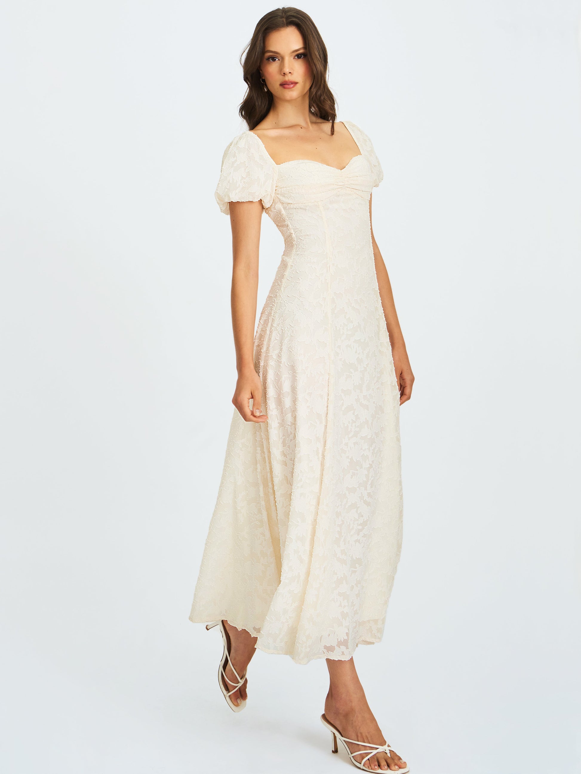 Pandora White Bubble Sleeve Backless Maxi Dress - HOUSE OF SHE