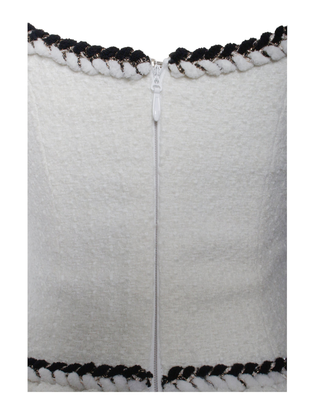 Coco White Boucle Tweed V Waist Mini Dress - HOUSE OF SHE