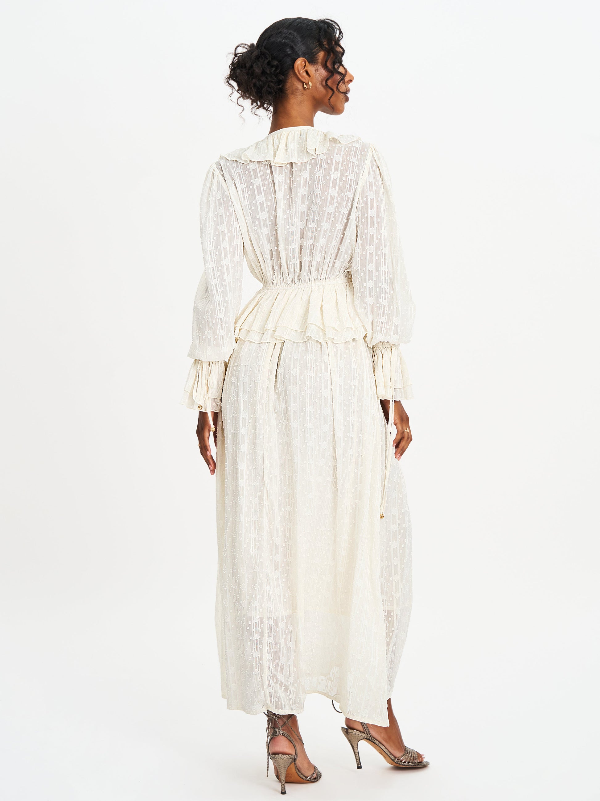 Safiya Jacquard Chiffon Long Sleeve Maxi Dress - HOUSE OF SHE