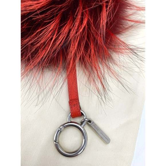 Fendi Red Fur Bag Bugs Leather Key Chain / Bag Charm - HOUSE OF SHE