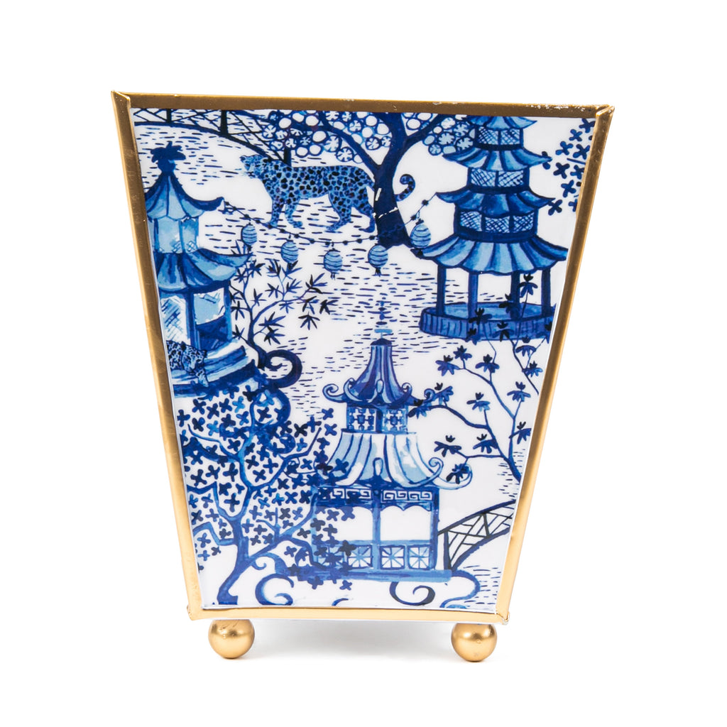 Garden Party Enameled Square Cachepot Planter  HOUSE OF SHE