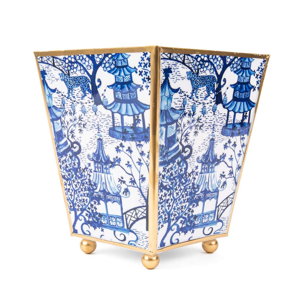 Garden Party Enameled Square Cachepot Planter  HOUSE OF SHE
